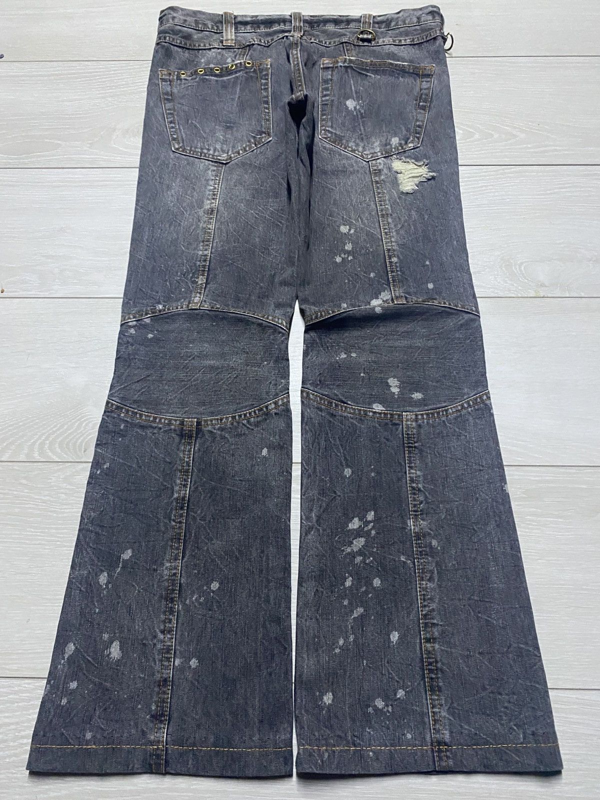If Six Was Nine Vintage Japanese Brand Avant Garde Double Knee Flare Jeans Size US 31 - 2 Thumbnail