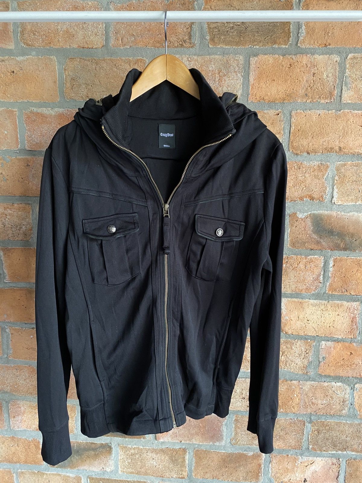 Other Crazy Devil Black Punk Zip Hoodie Jacket with Front Pockets. Size US S / EU 44-46 / 1 - 17 Thumbnail