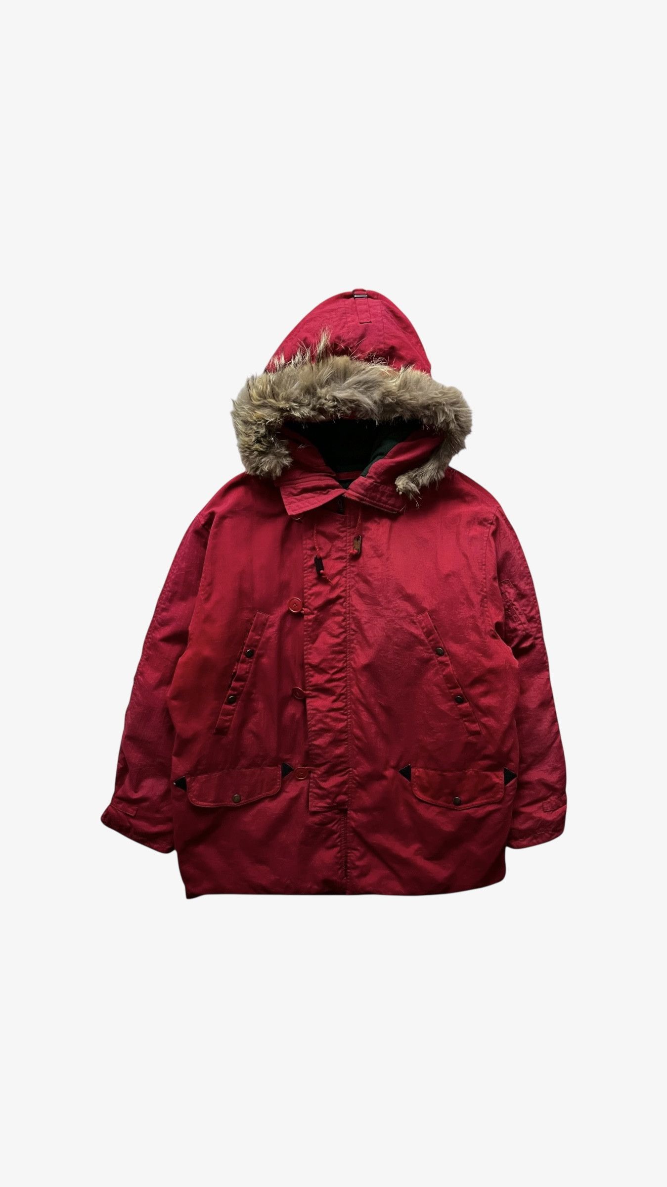 Vintage 90s Ralph Lauren Goose Down Jacket With Coyote Fur
