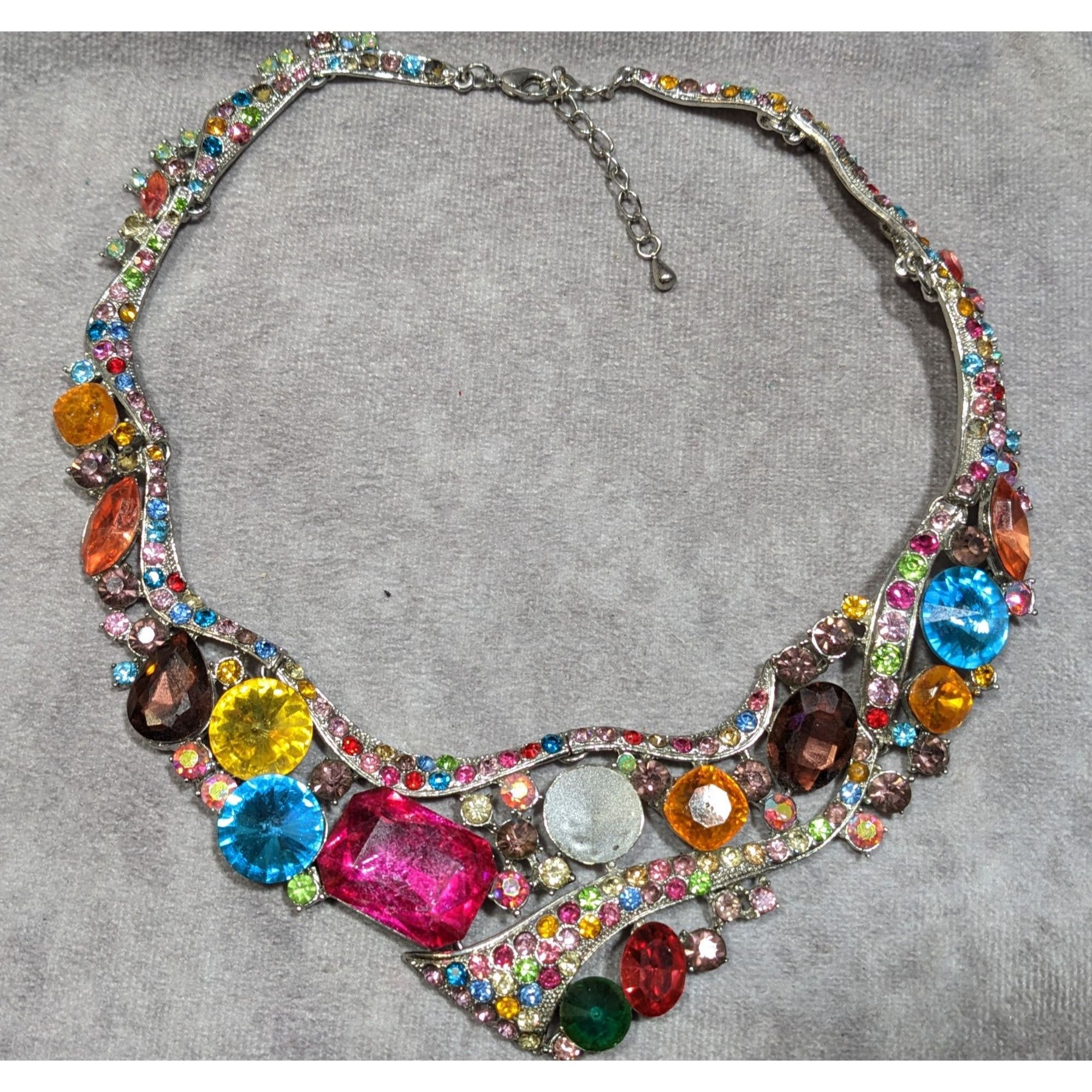 Other Whimsical Glamorous Rainbow Gemmed Collar Necklace Size ONE SIZE - 8 Thumbnail