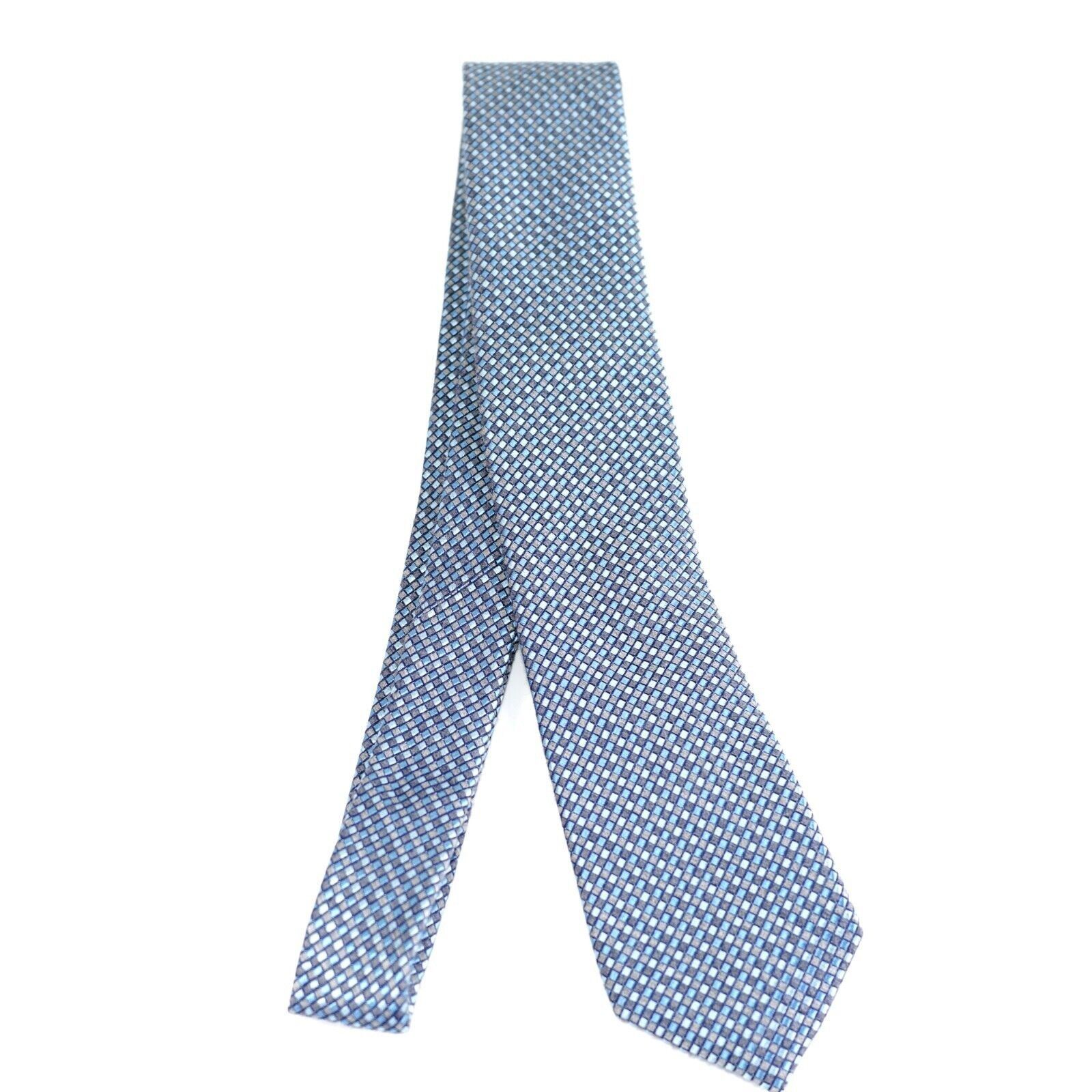 Michael Kors Michael Kors Blue Woven Silk Viscose Check Long Skinny Tie Size ONE SIZE - 6 Thumbnail