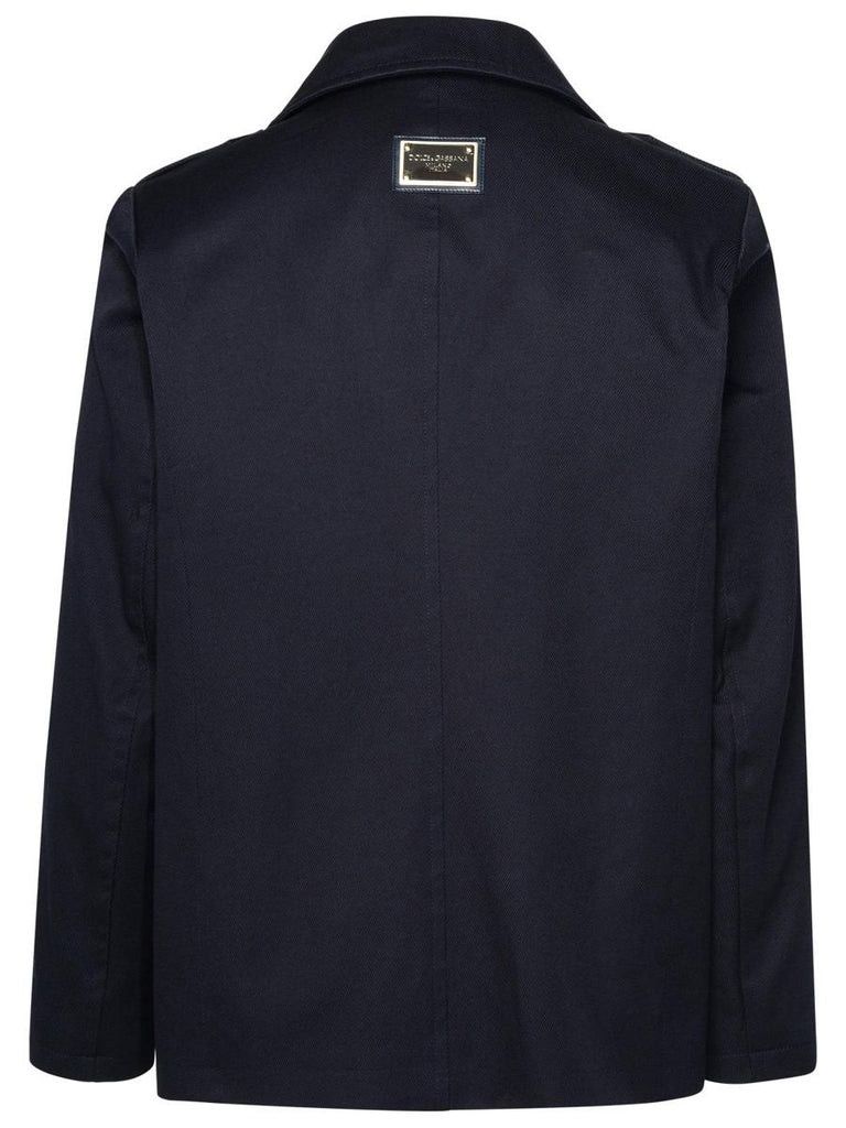 Dolce & Gabbana o1s22i1n0924 Double-breasted Cotton Twill Coat in Blue Size US M / EU 48-50 / 2 - 2 Thumbnail