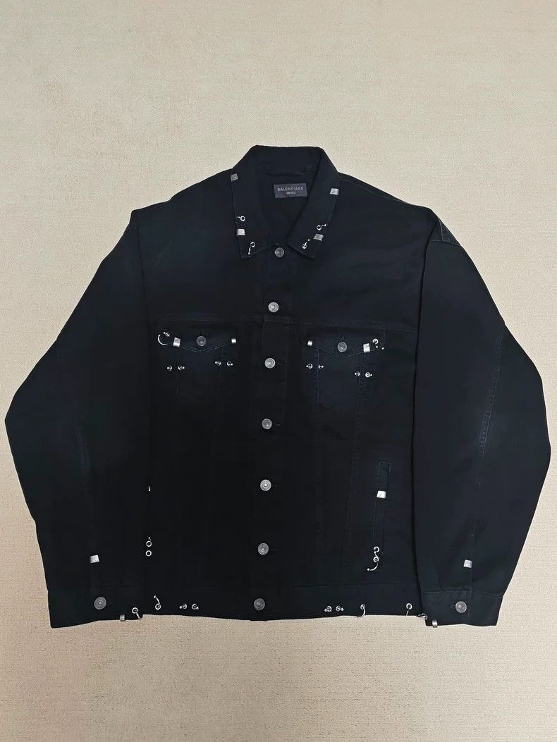 Balenciaga Balenciaga 24fw rivet piercing hoop denim jacket-2506 Size US S / EU 44-46 / 1 - 1 Thumbnail