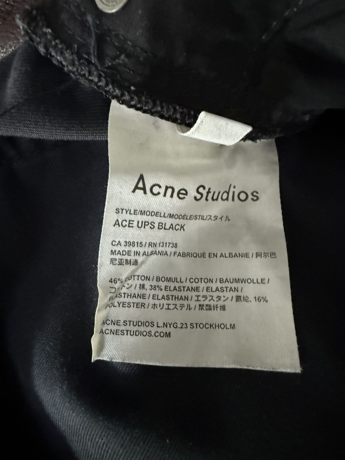 Acne Studios Acne Studios Ace Ups Black Slim Jeans Size US 31 - 5 Thumbnail