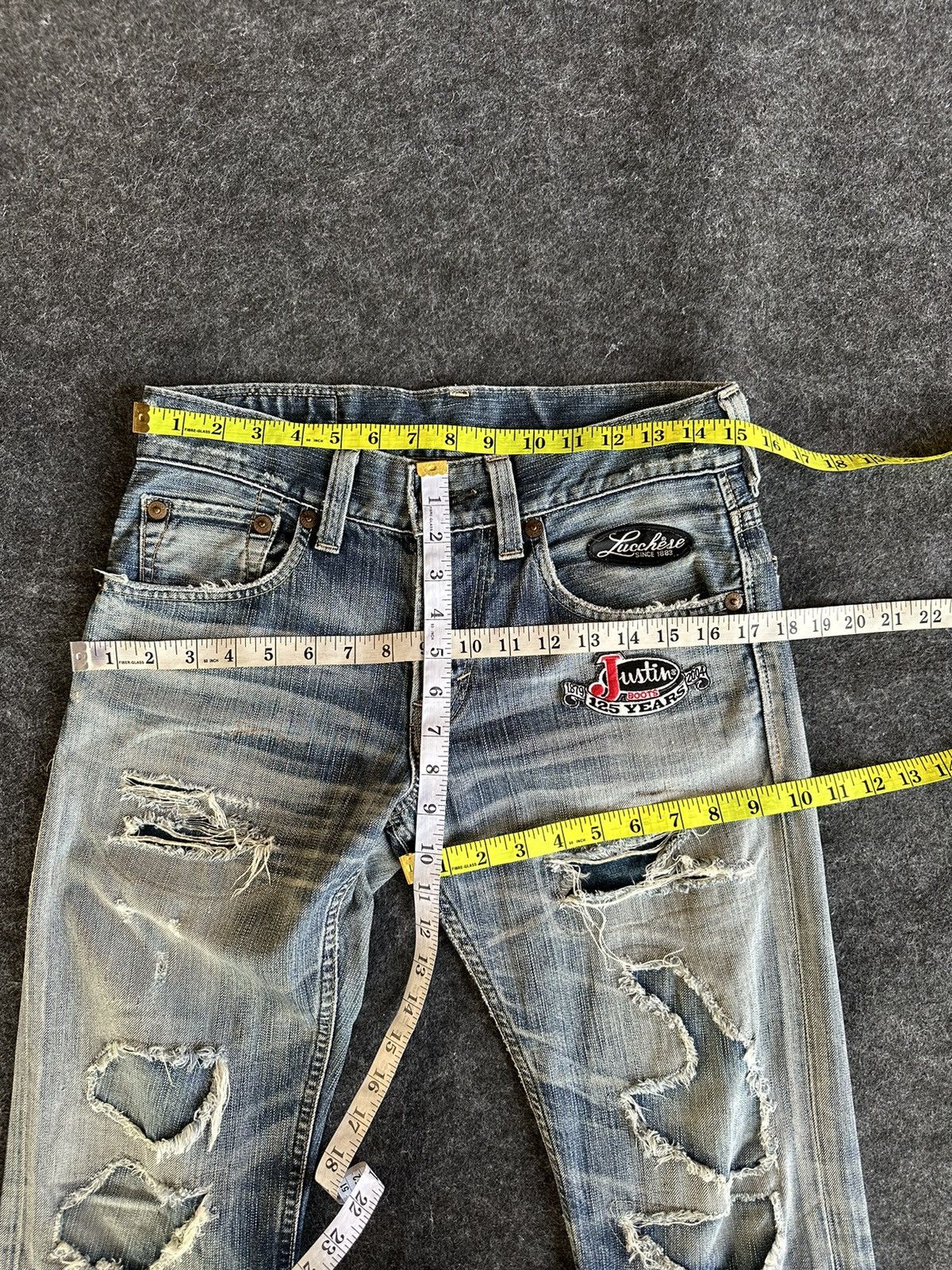14th Addiction Edwin Blue Trip 5001 Patches Flare Vintage Denim D516 Size US 28 / EU 44 - 10 Thumbnail