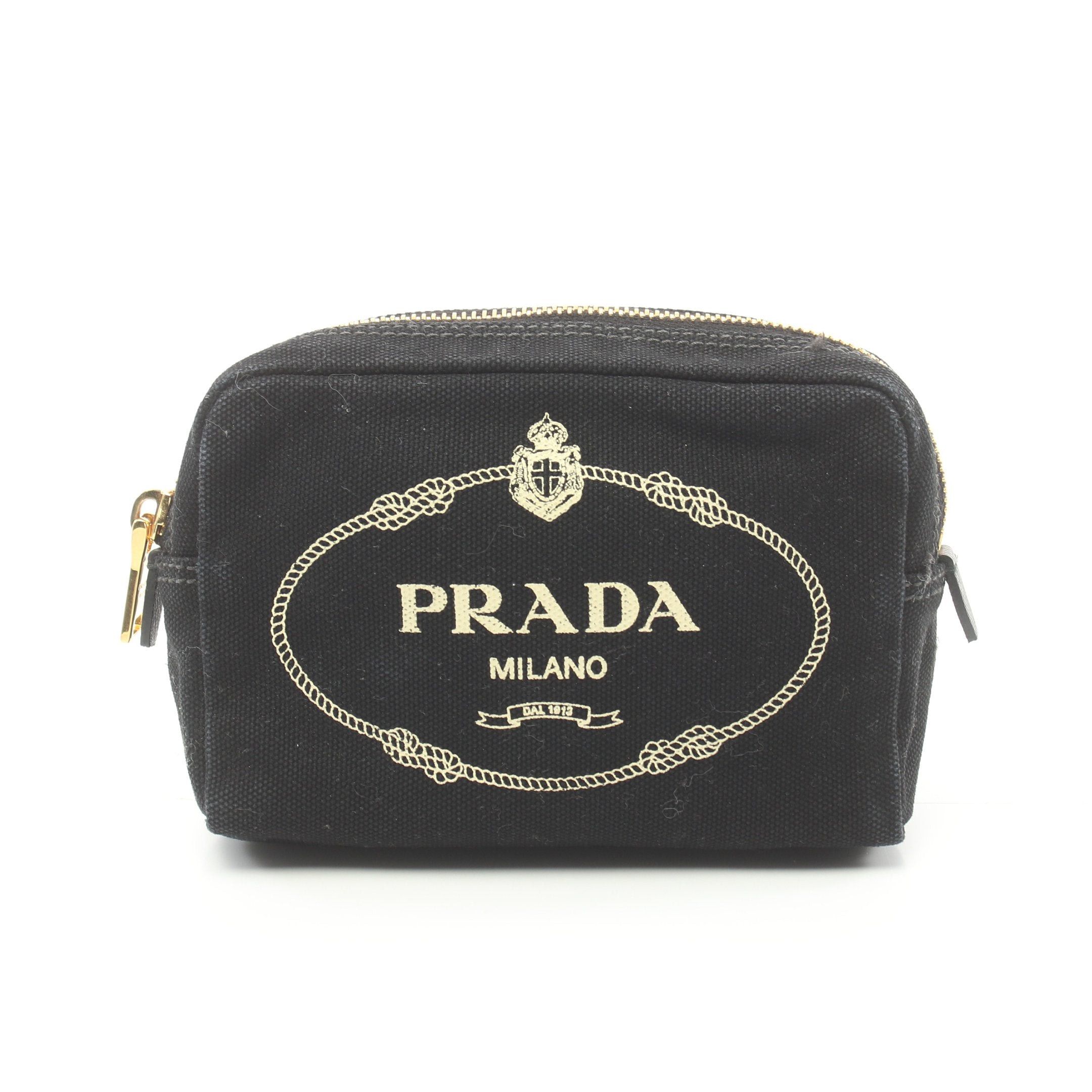 image of Prada Cosmetic Pouch Canvas Black, Women's