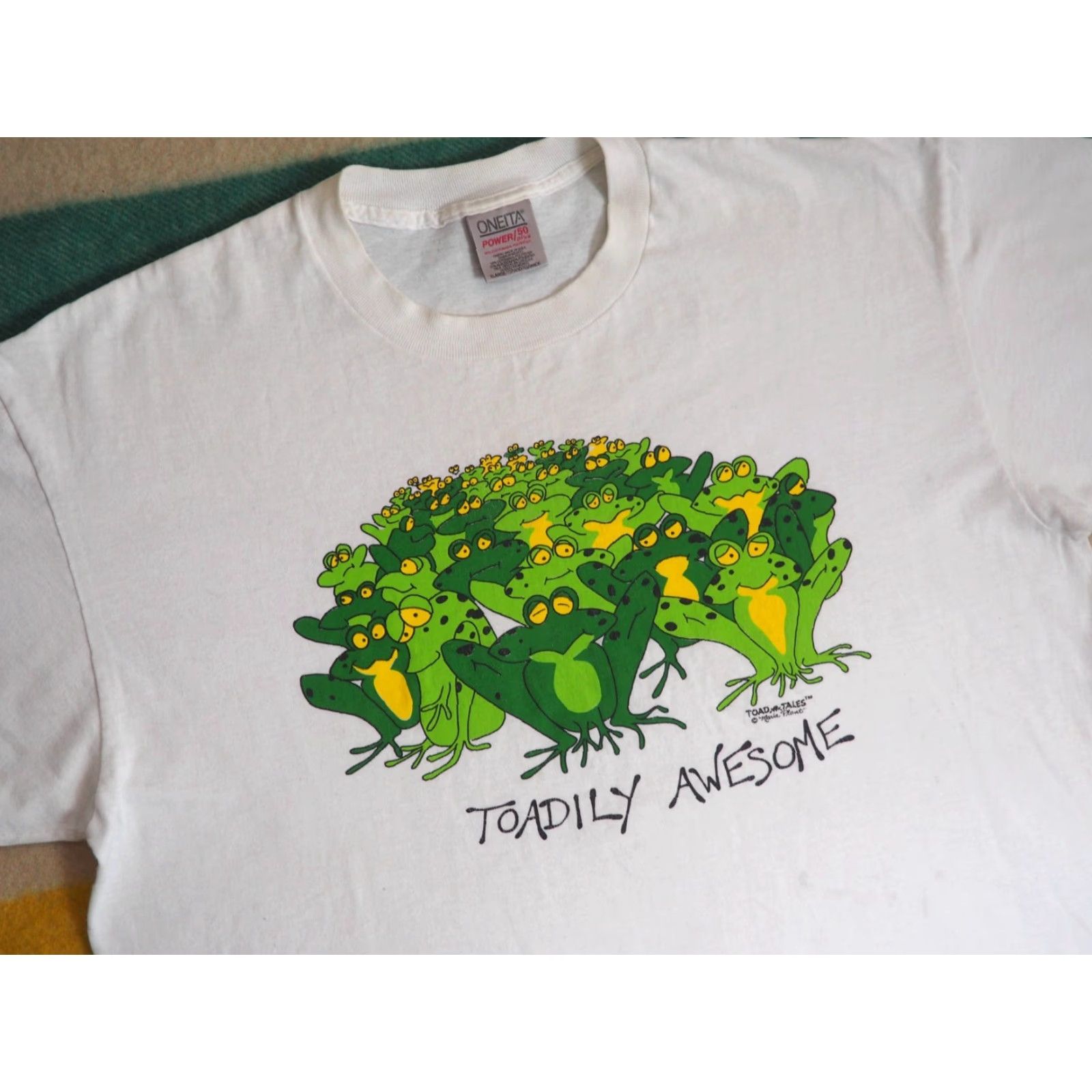 Vintage VTG 90s Oneita Toad Tales Toadily Frog Nature Joke Art White Tee T-Shirt XL Unisex Graphic Cotton Blend Short Sleeve XS? Size US XL / EU 56 / 4 - 2 Thumbnail
