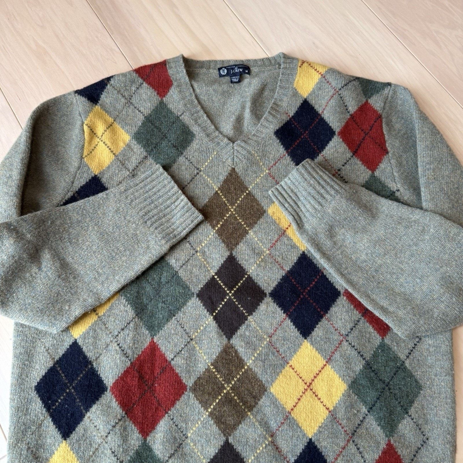 J.Crew J Crew Argyle Wool Sweater M Multicolor Lambswool V Neck Size US M / EU 48-50 / 2 - 4 Thumbnail