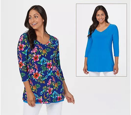 Other Attitudes by Renee blue floral reversible blouse Size M / US 6-8 / IT 42-44 - 7 Thumbnail