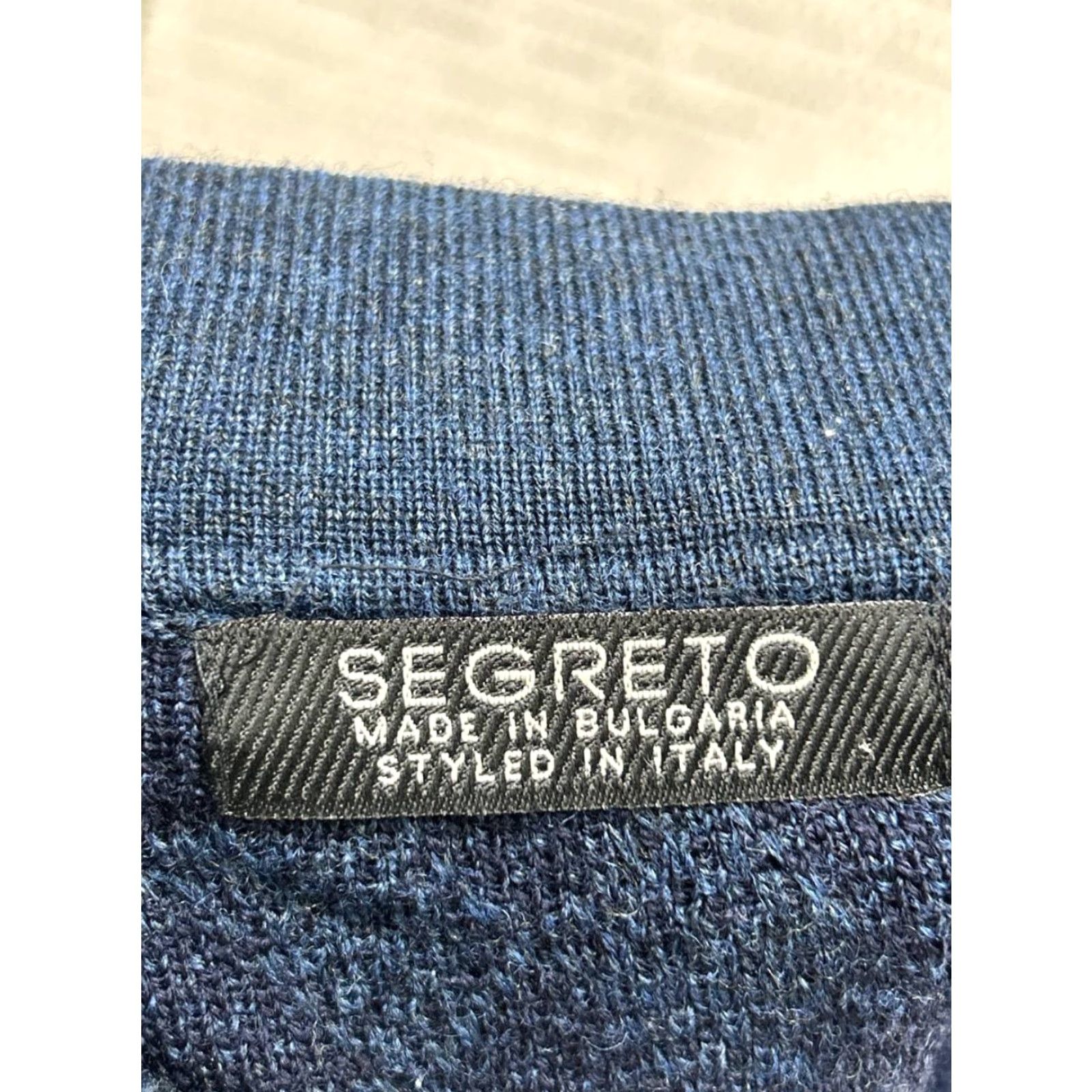 Vintage Segreto Mens Polo Sweater Diamond Textured Knit Wool Blue M Adult Regular Size US M / EU 48-50 / 2 - 3 Thumbnail