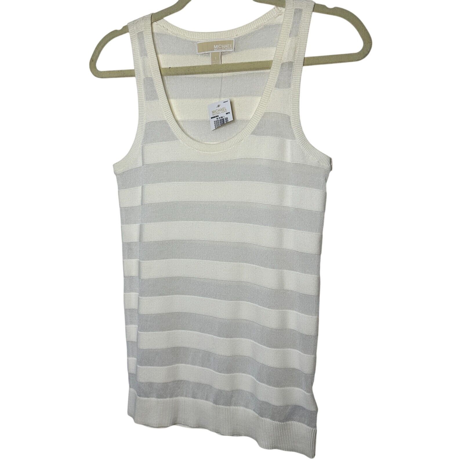 Michael Kors NWT Michael Kors Cream Sheer Stripes Scoop Neck Tank Top SM Size S / US 4 / IT 40 - 2 Thumbnail