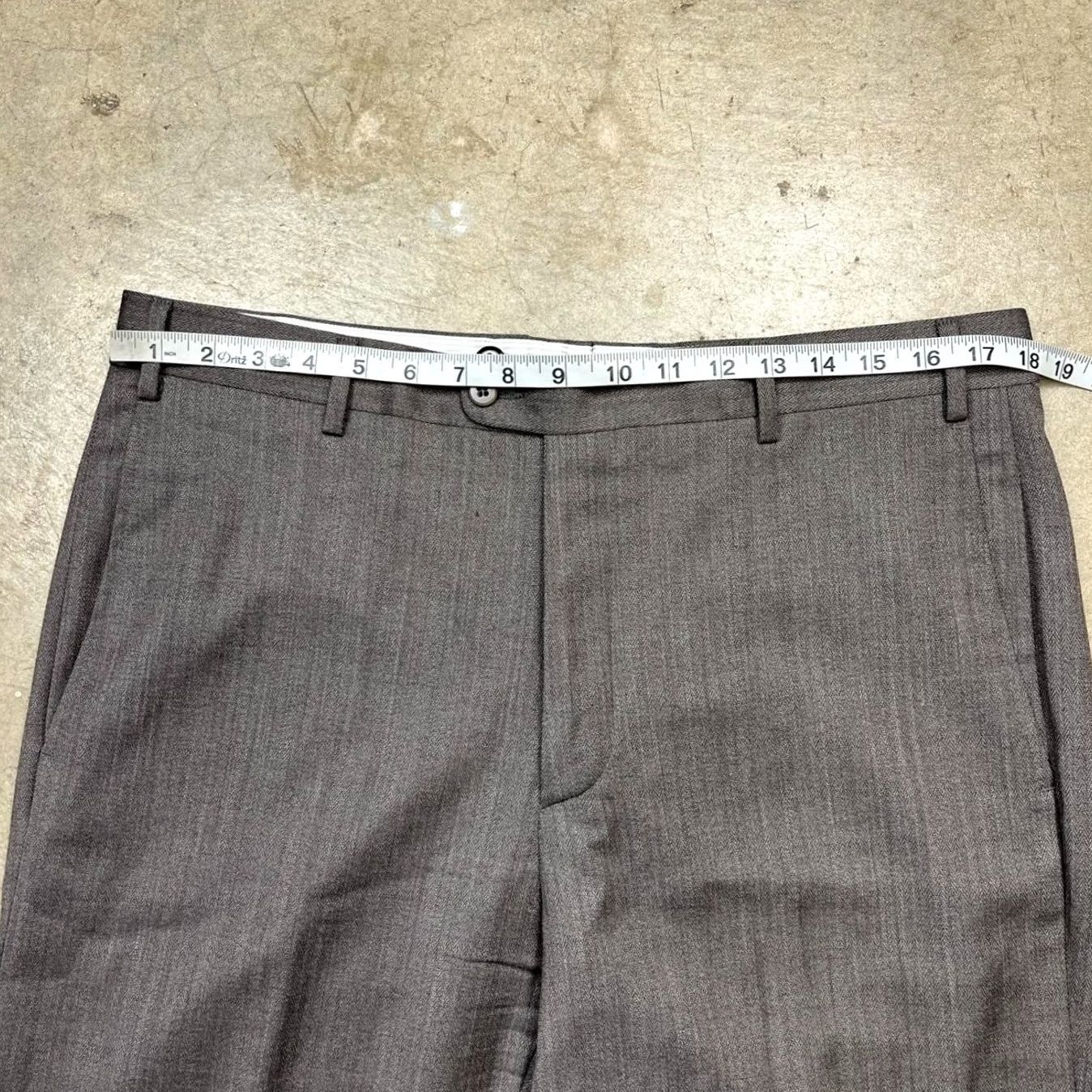 Zanella Zanella Wool Trousers Flat Front Herringbone Size 36 Todd - Gray Dress Pants Size US 36 / EU 52 - 5 Thumbnail