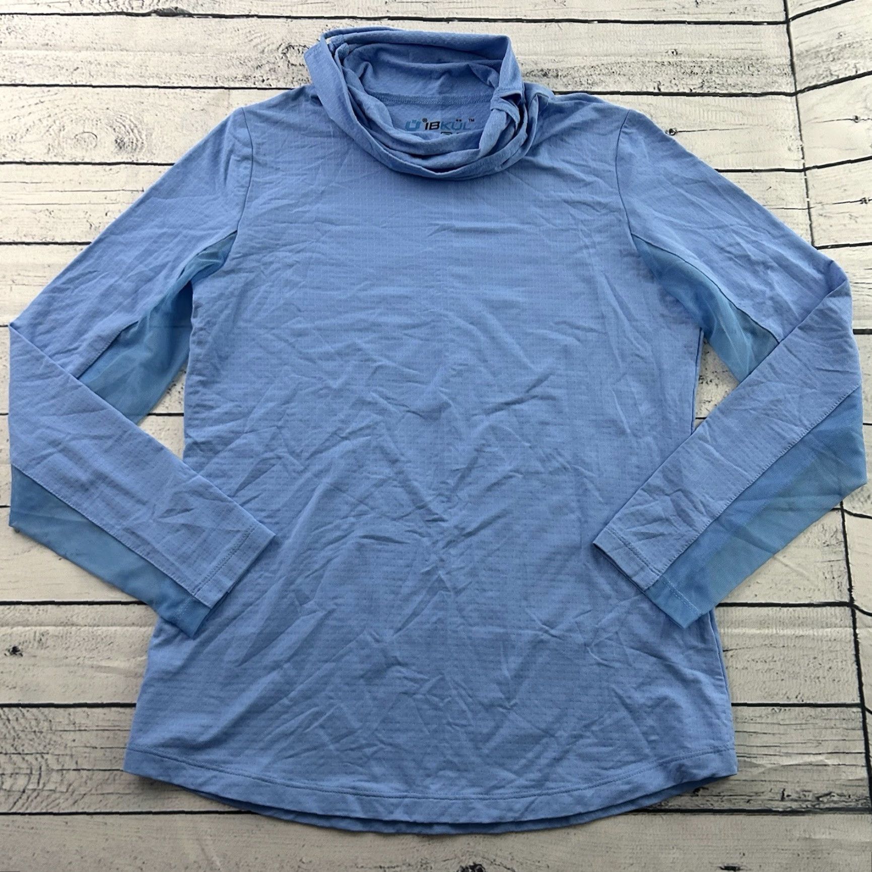 Vintage IBKUL Nylon Breathable Long Sleeve Mock Neck Golf Top Women's Small Blue Size S / US 4 / IT 40 - 2 Thumbnail