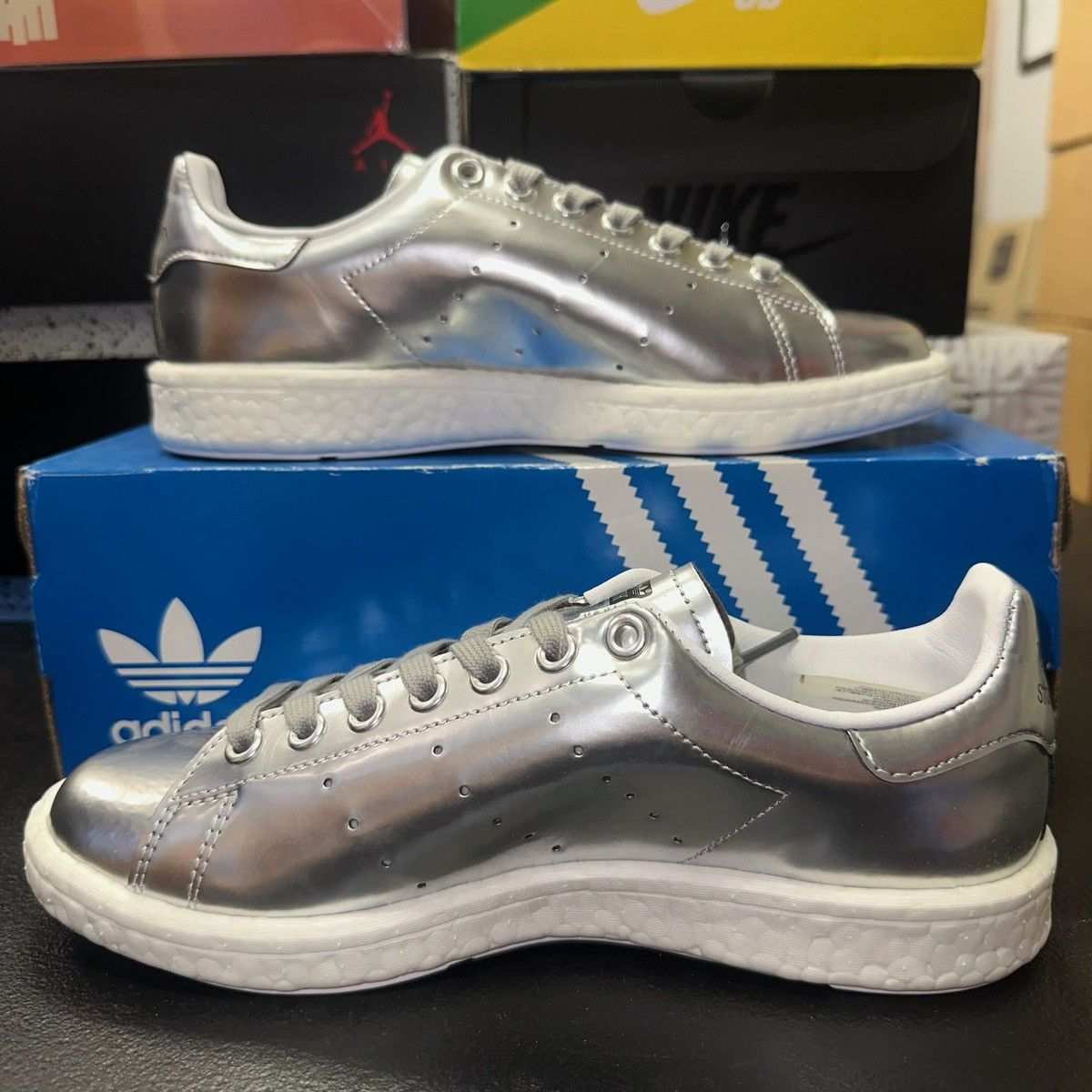 Adidas Size 7.5W - adidas Stan Smith Boost Metallic Silver - BB0108 Size US 7.5 / IT 37.5 - 2 Thumbnail