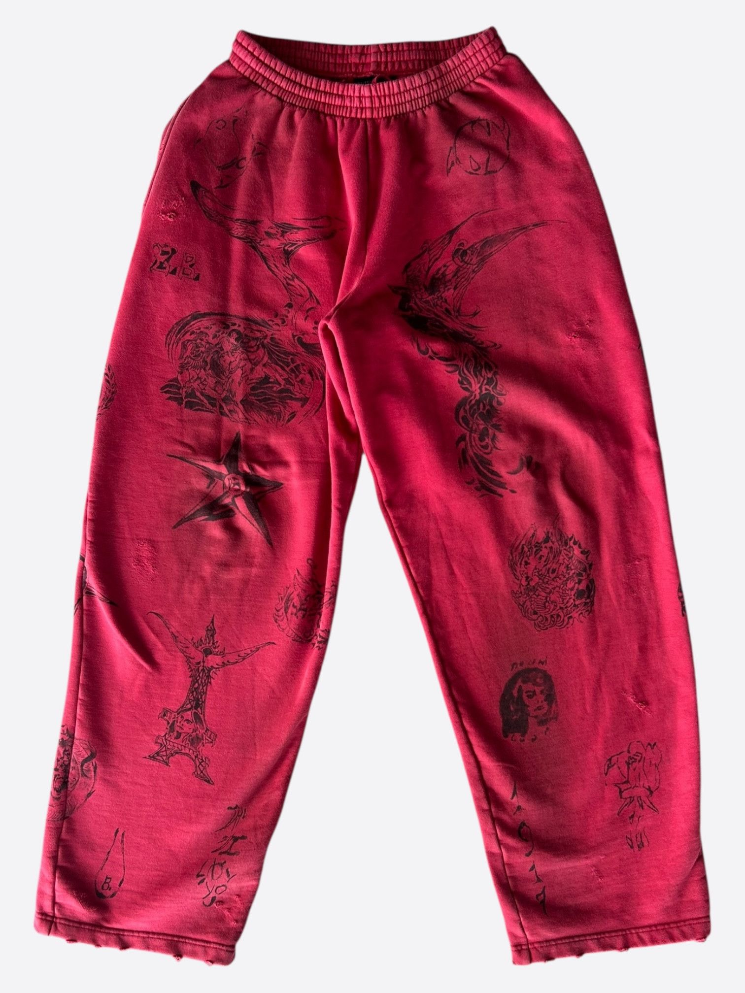 Balenciaga Balenciaga Red & Black Tattoo Print Oversized Sweatpants Size US 36 / EU 52 - 1 Thumbnail