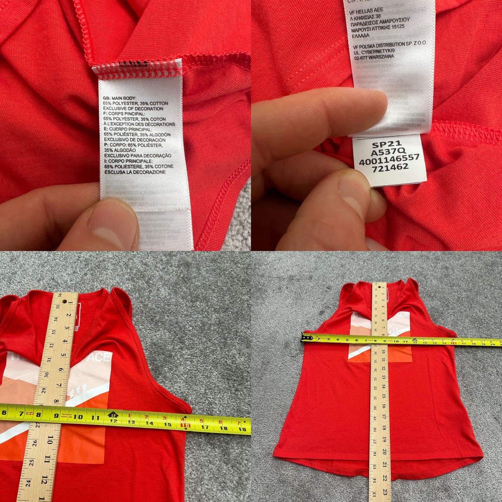 The North Face The North Face Active Tank Top Women XS Red Graphic Round Neck Muscle Tee Casual Sleeveless Size XS / US 0-2 / IT 36-38 - 8 Thumbnail