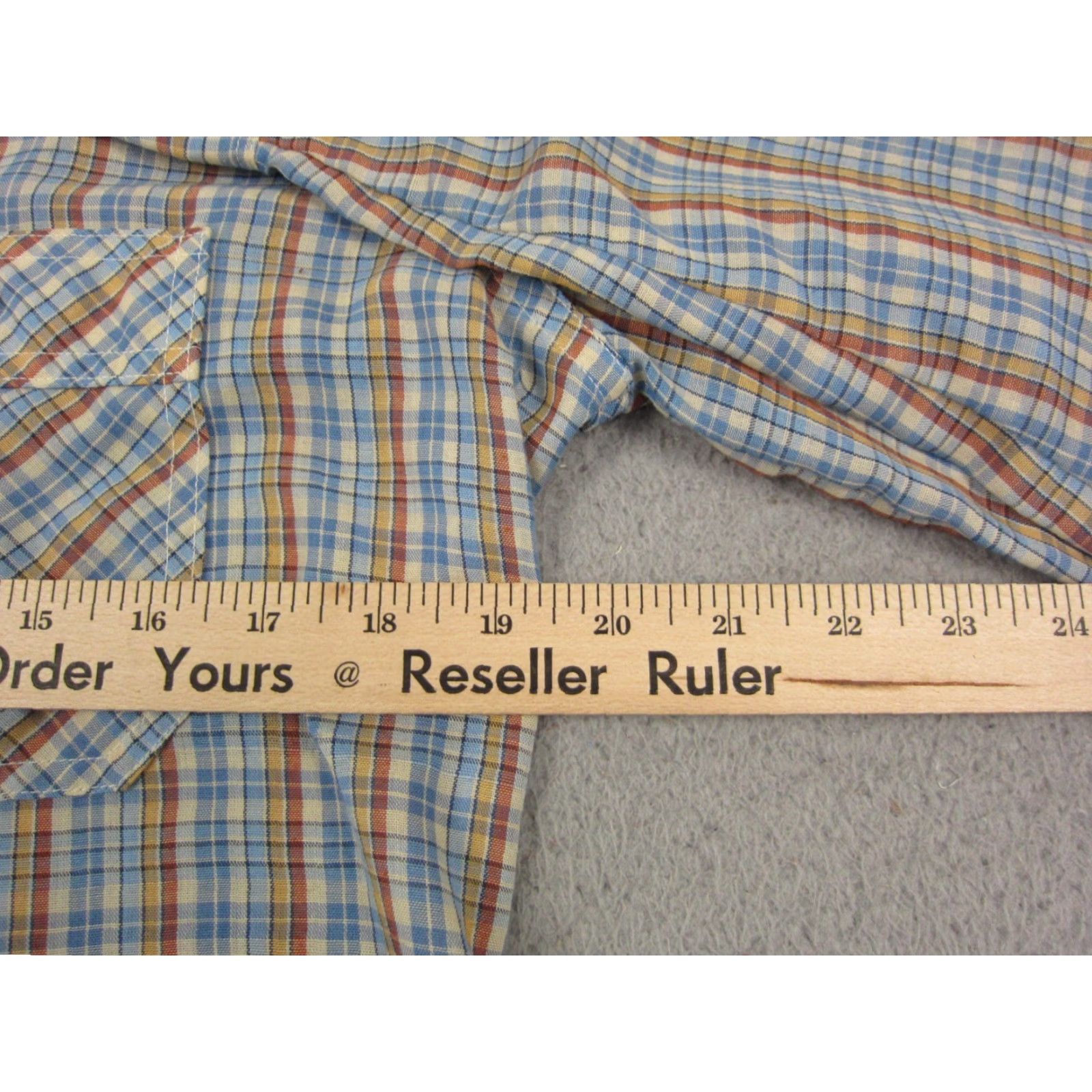 JCPenney VINTAGE JCPenney Shirt Mens Large Blue Check Pocket Button-Up 60s 70s 80s Casual Sleeves Long Size US L / EU 52-54 / 3 - 7 Thumbnail