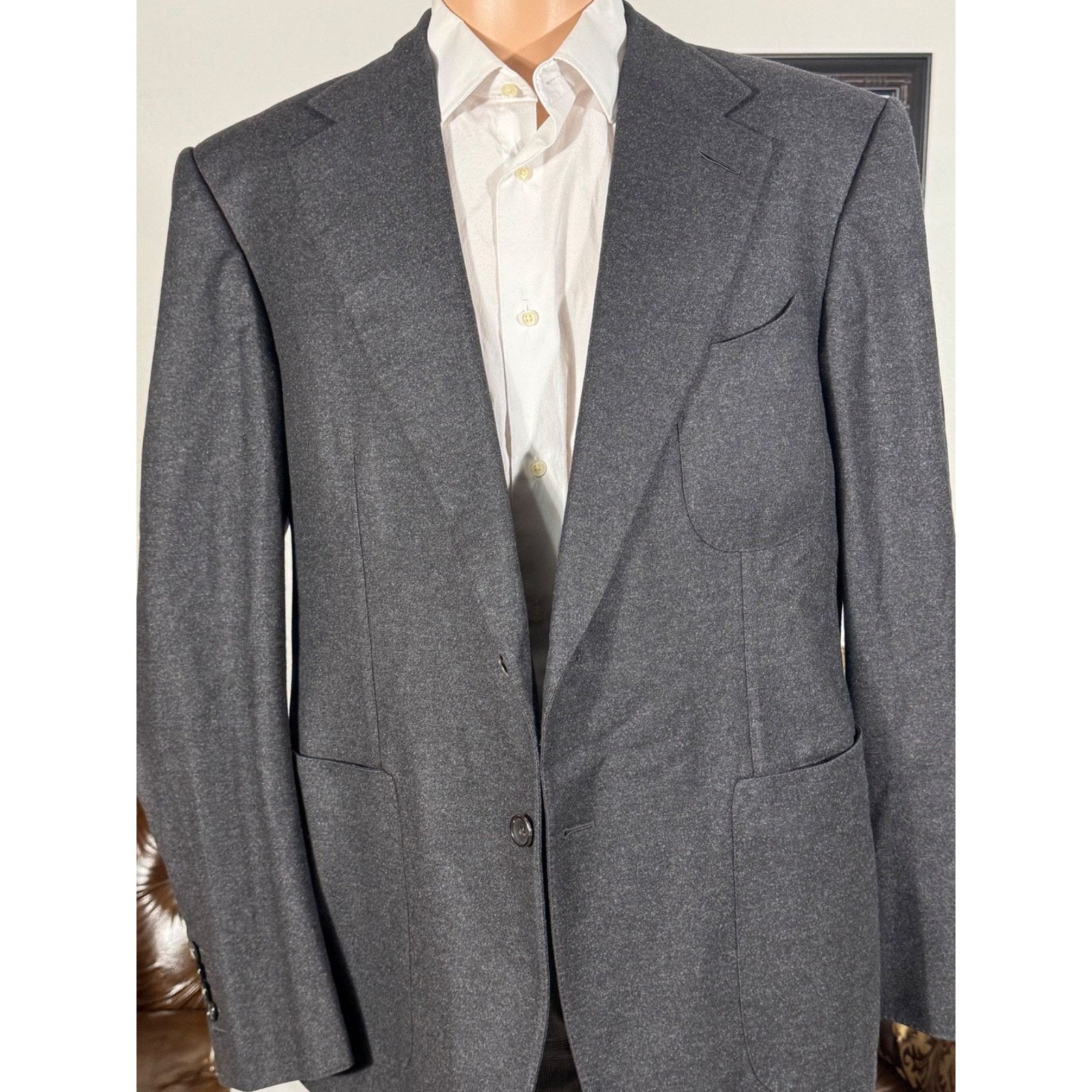 Tom Ford Tom Ford Charcoal Wool Cashmere Flannel Blazer Jacket 56 46 Size 46R - 10 Thumbnail