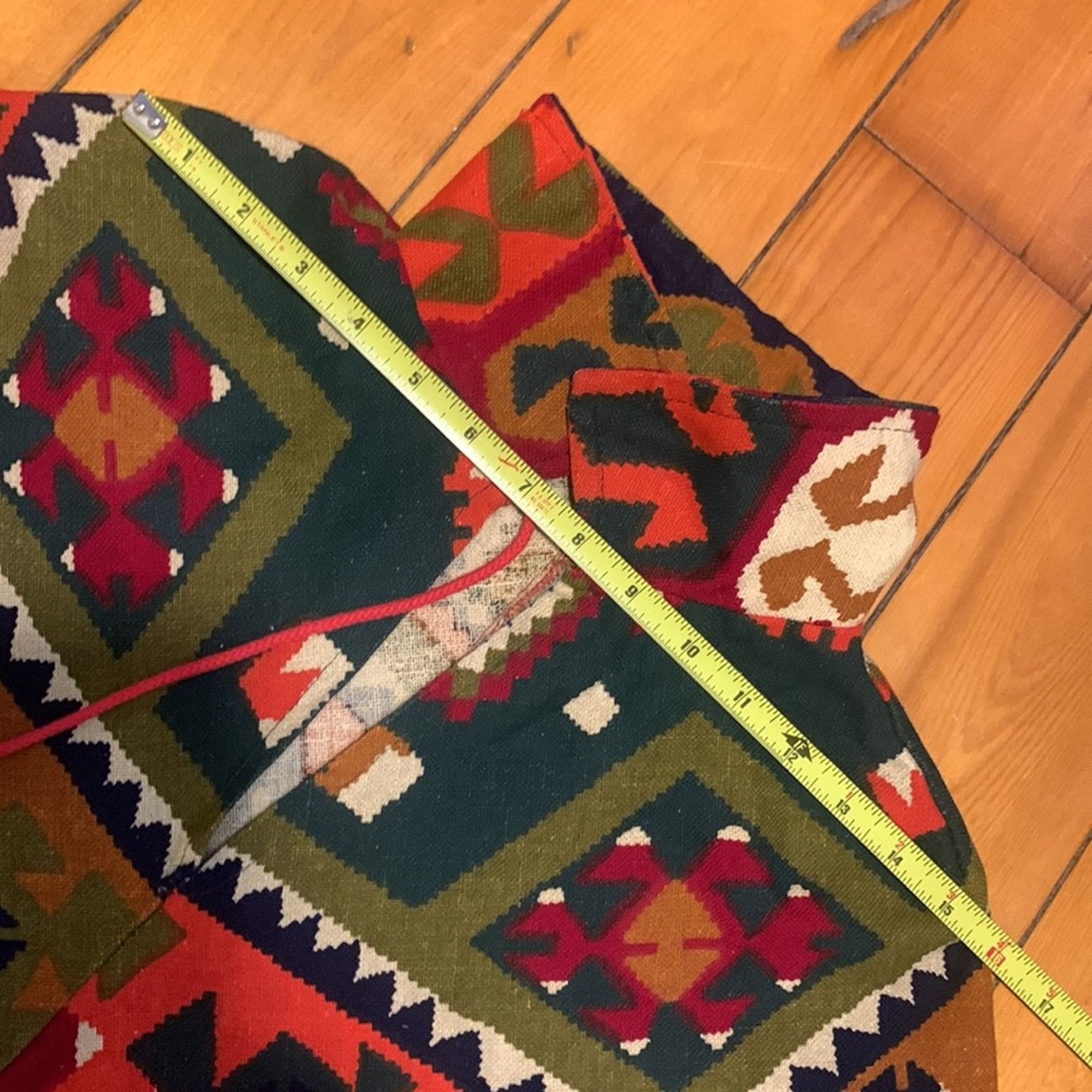 Vintage 70's Boho Aztec tribal poncho native ethnic serape fringed Size L / US 10 / IT 46 - 7 Thumbnail