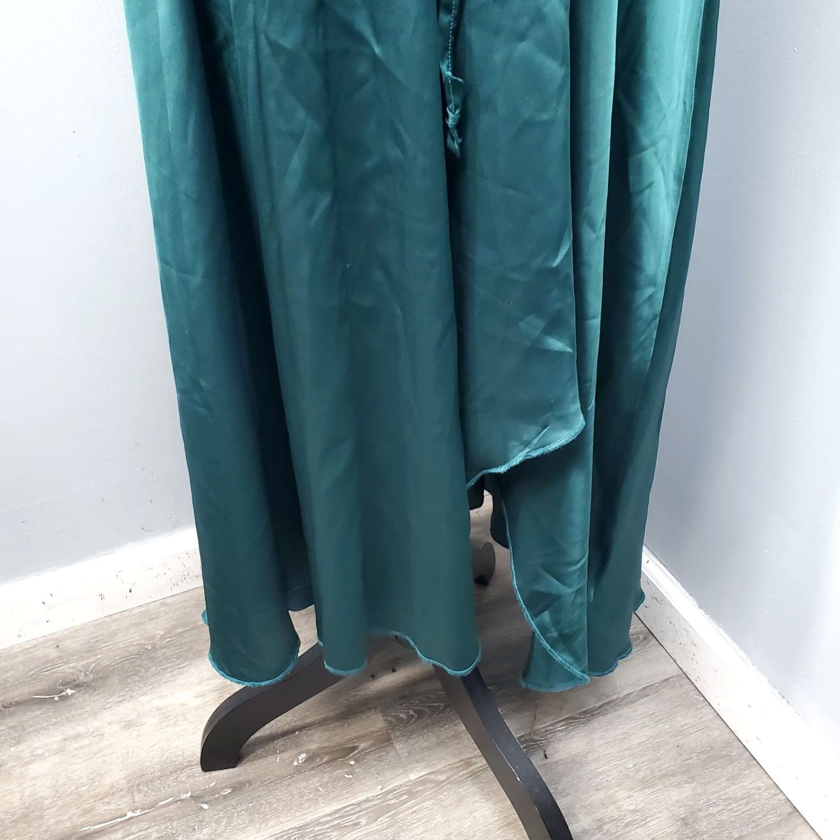 Vintage Messy Fun Maxi Dress Womens Size S Green Satin Drawstring Waist Adjustable Strap - Sleeveless, Party/Cocktail, 51 Length, Chest 15 Size S / US 4 / IT 40 - 5 Thumbnail