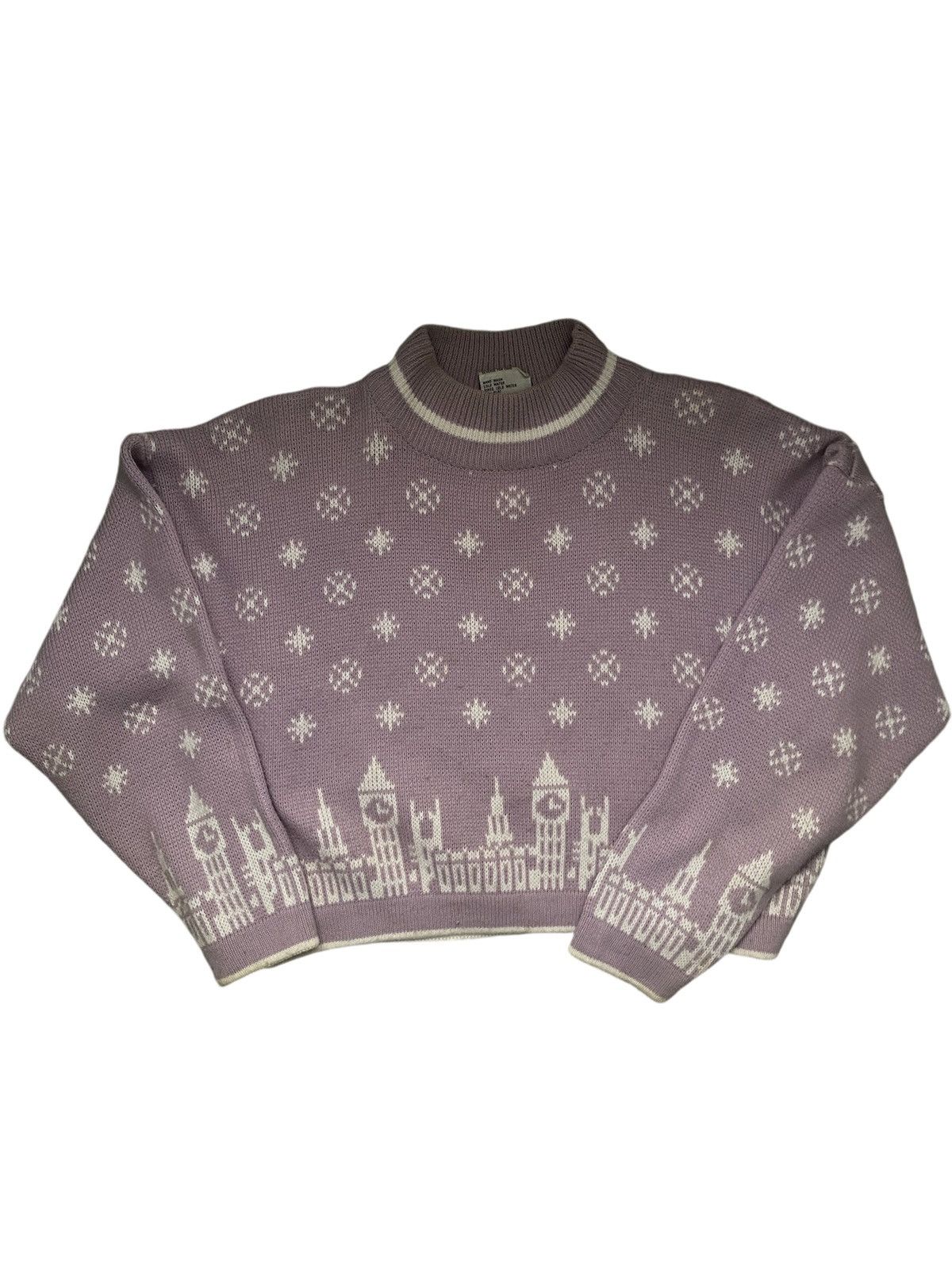 Vintage Vintage 80s Cropped Sweater Large Lavender Size L / US 10 / IT 46 - 3 Thumbnail