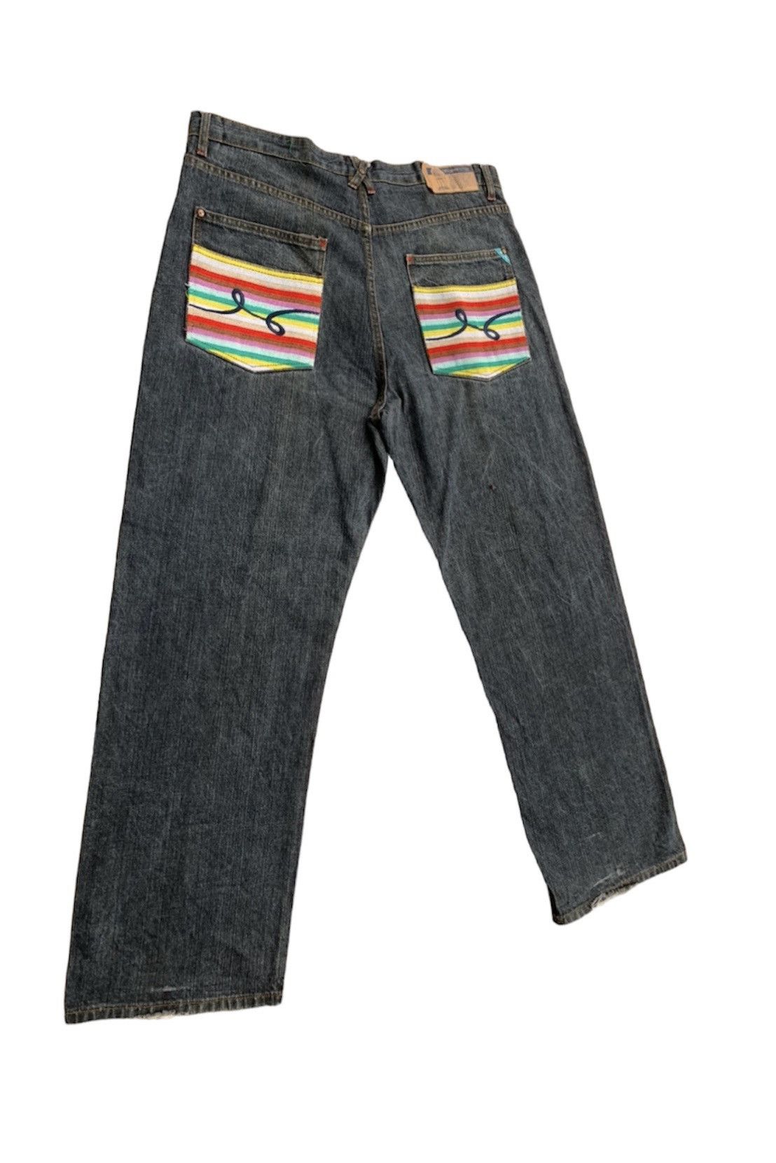Vintage L.R.G Hip Hop Make Jeans Not War Baggy Denim Pants Size US 38 / EU 54 - 4 Thumbnail