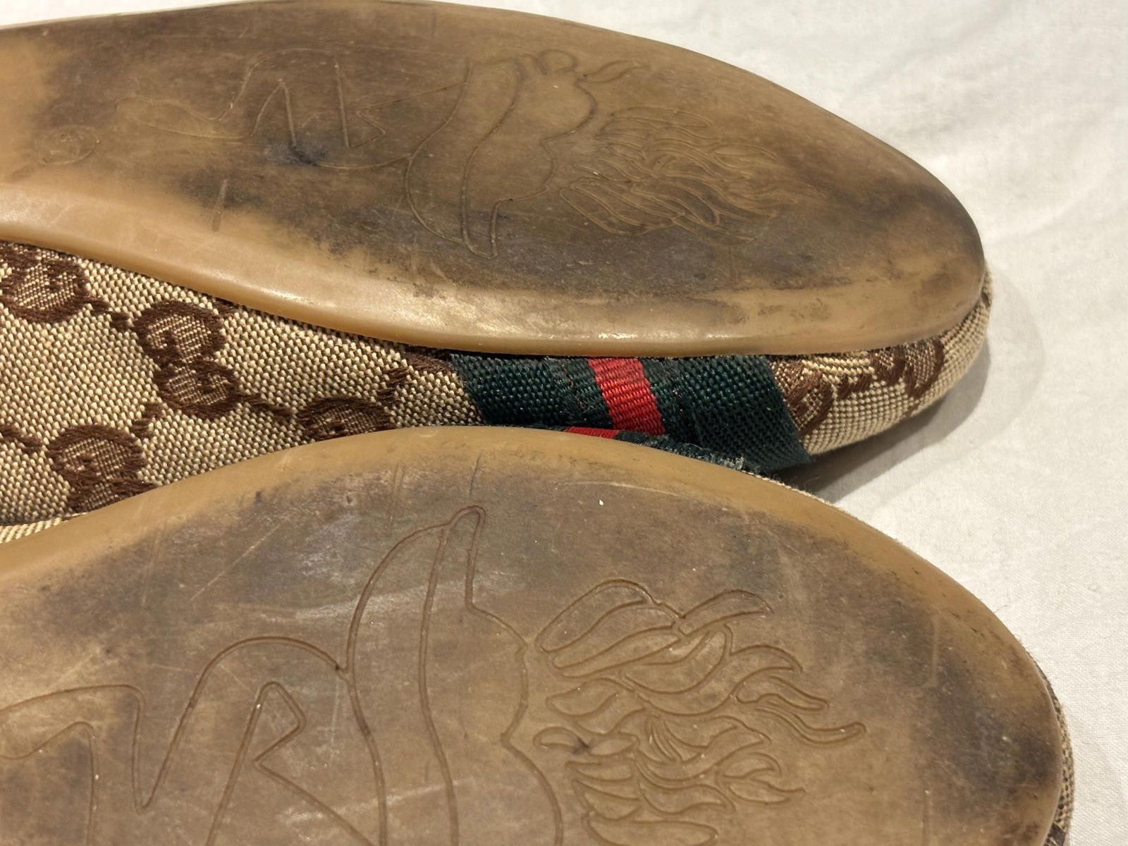 Gucci Gucci - Brown GG Canvas Ballet Flats with Horsebit Detail Size US 7.5 / IT 37.5 - 6 Thumbnail