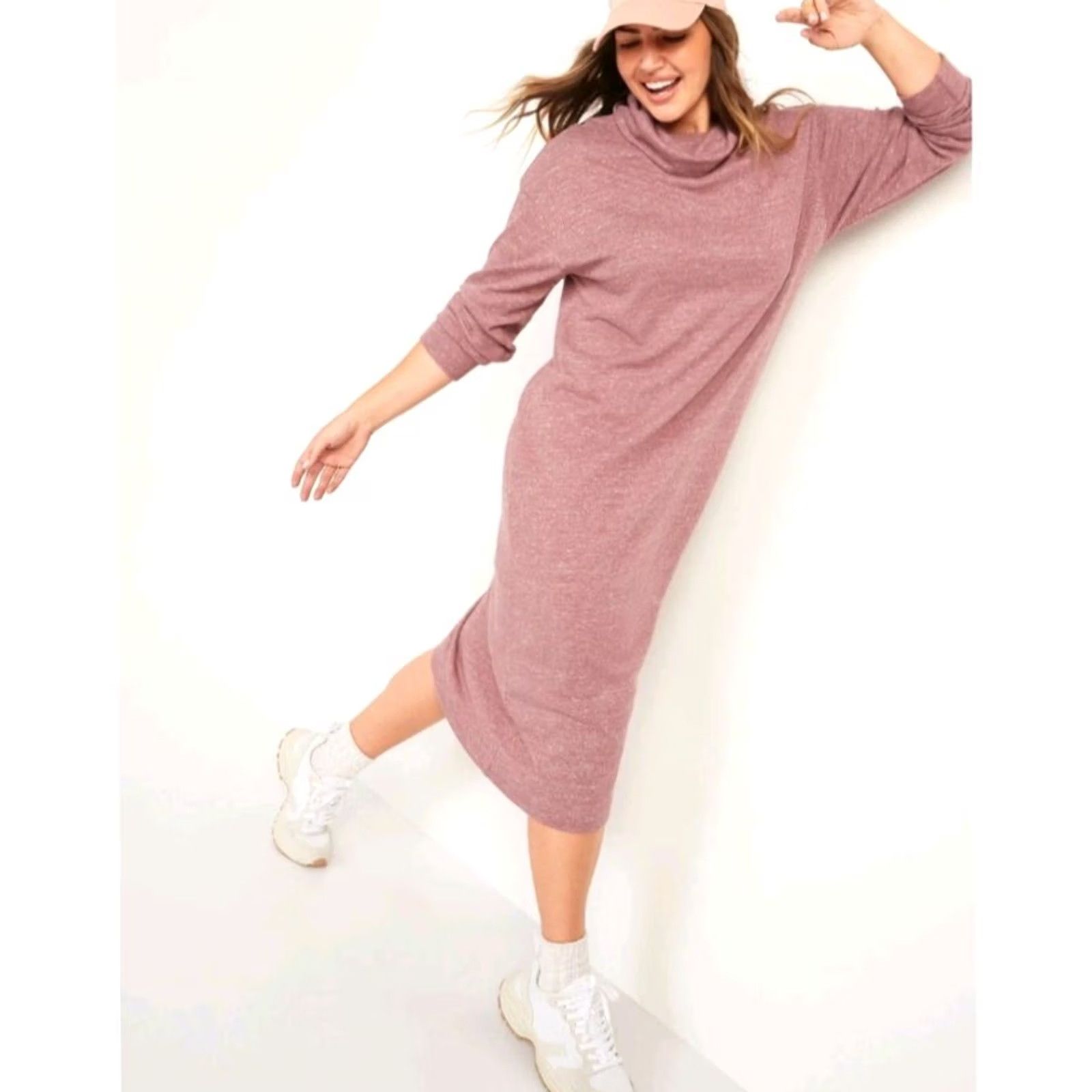 Old Navy Old Navy Quartzit Women's Long-Sleeve Turtleneck Midi Shift Dress XXL Pink Size XXL / US 16-18 / IT 52-54 - 2 Thumbnail
