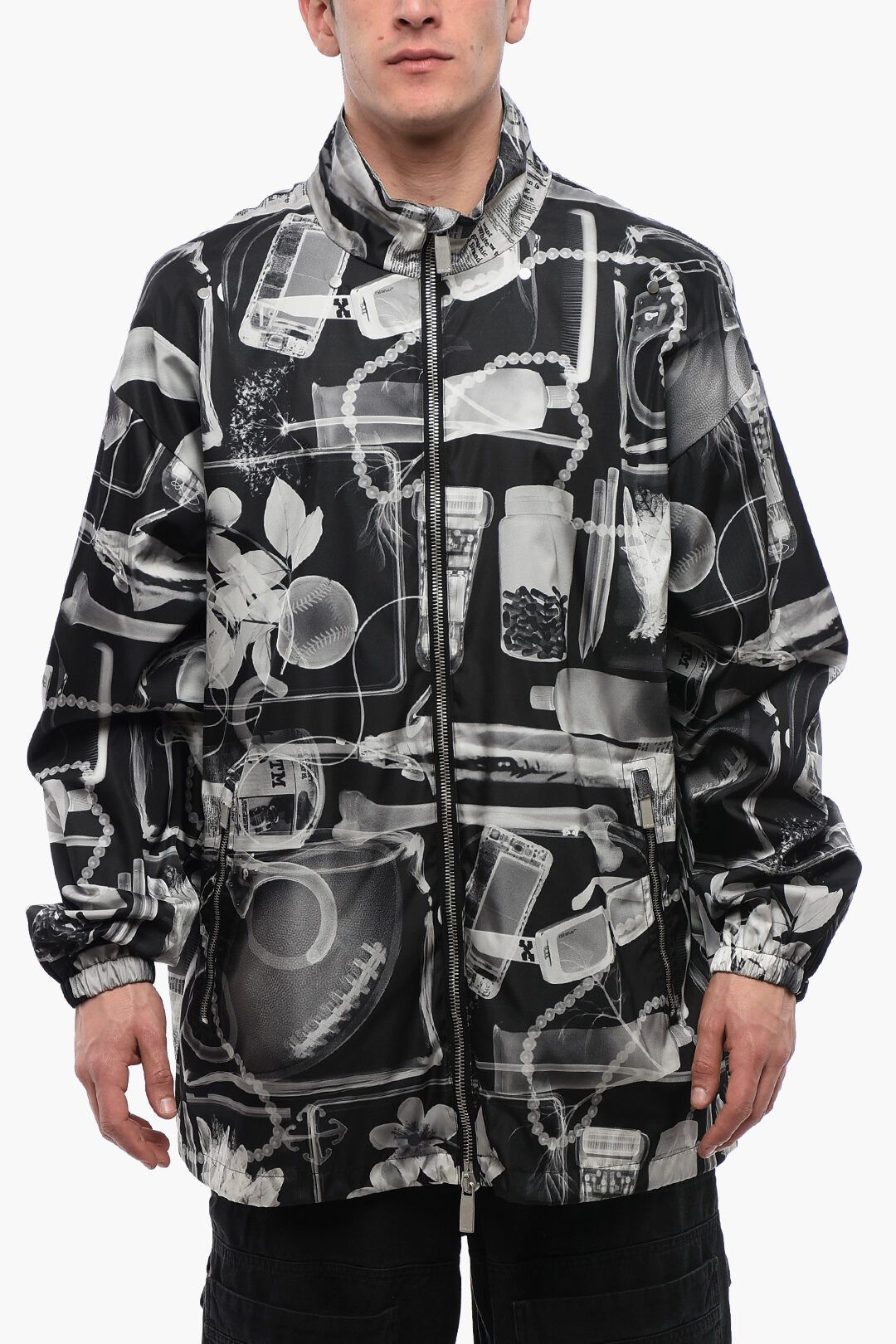 og1mm1025 Nylon Xray Windbreaker Jacket in Black