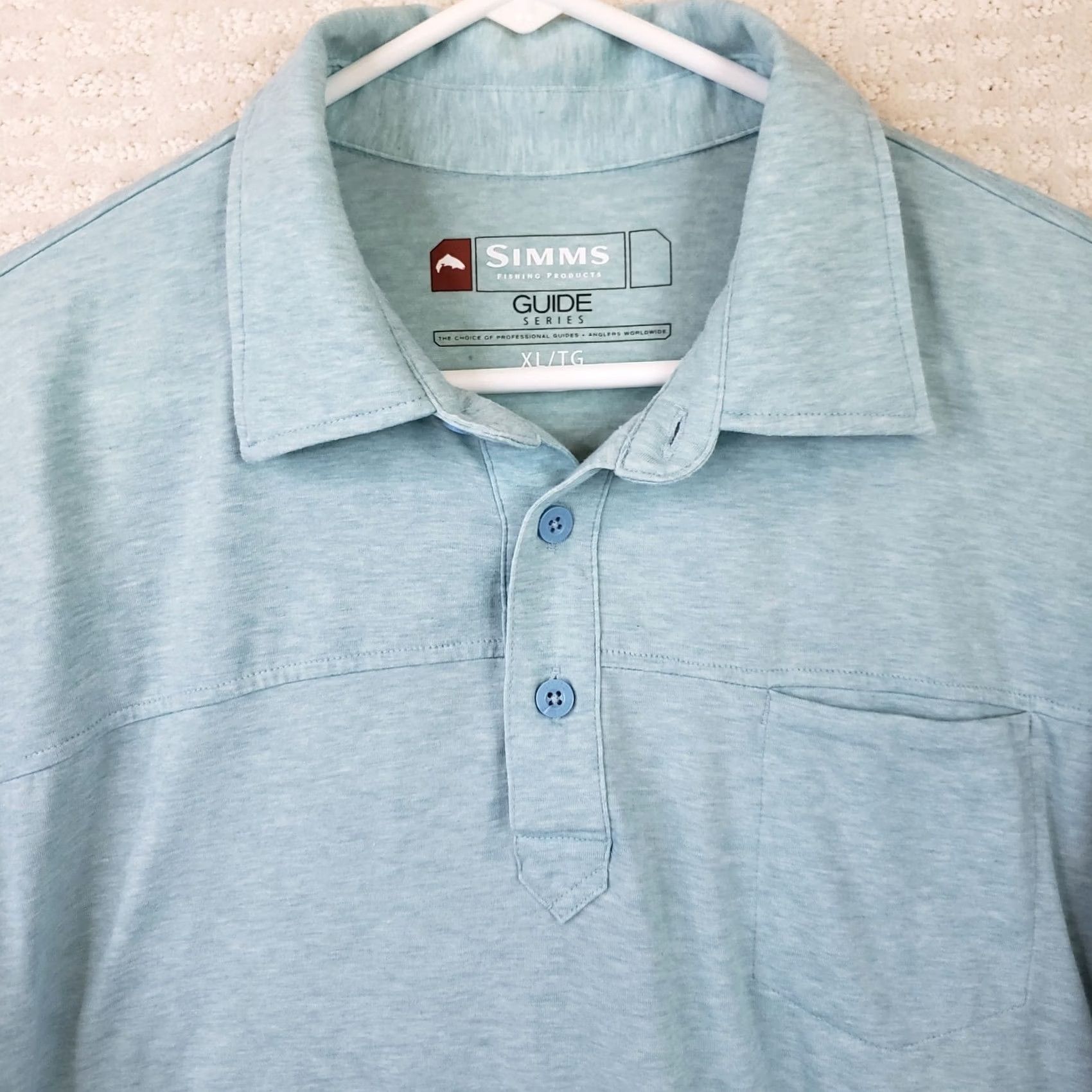 Vintage Simms Men's L Blue Guide Series Short Sleeve Polo Shirt Fishing Casual Size US L / EU 52-54 / 3 - 3 Thumbnail