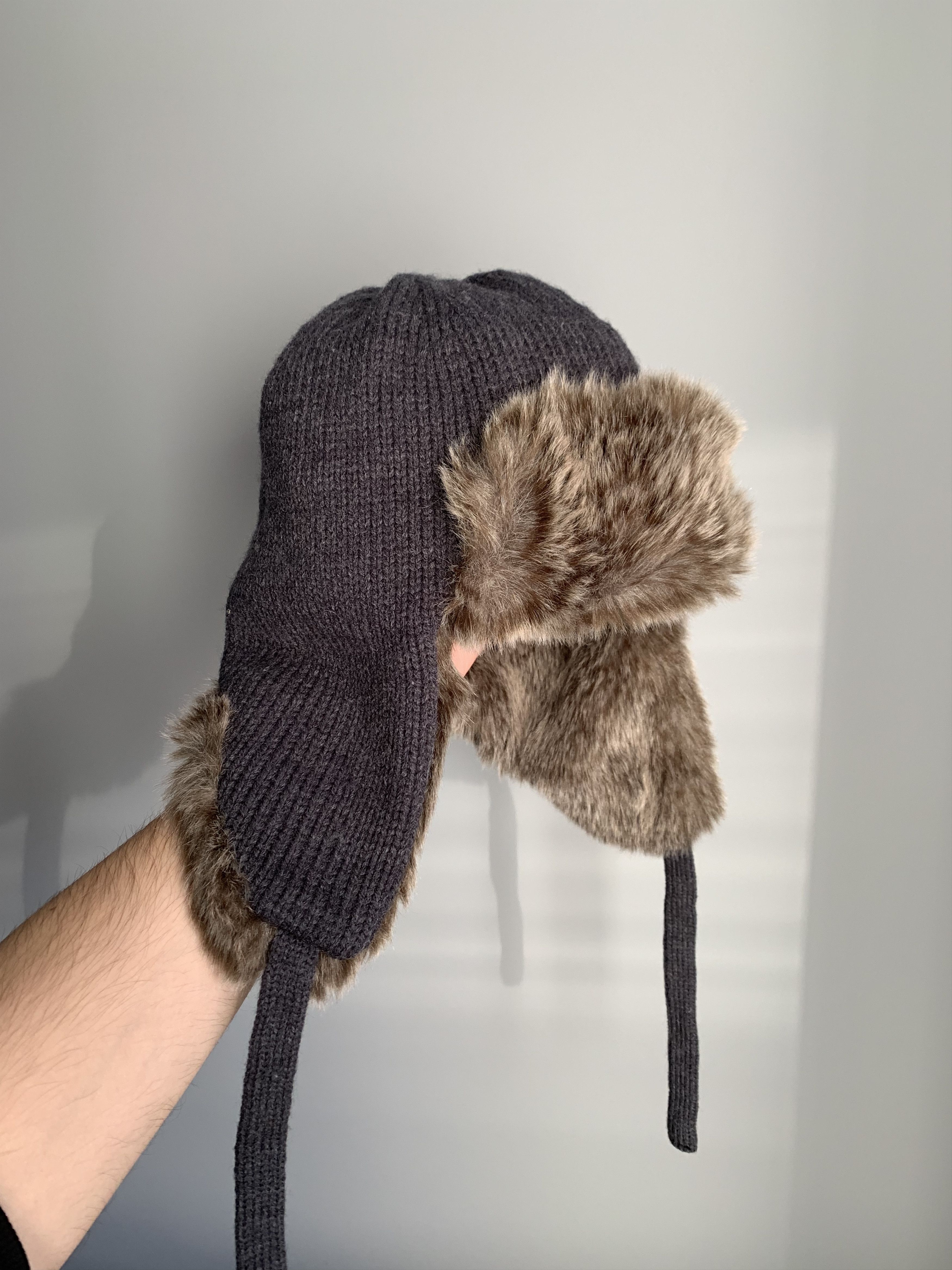 Pre-owned Avant Garde Crazy Fur Trapper Y2k Fuzzy Ushanka Grey Hat Mohair Faux
