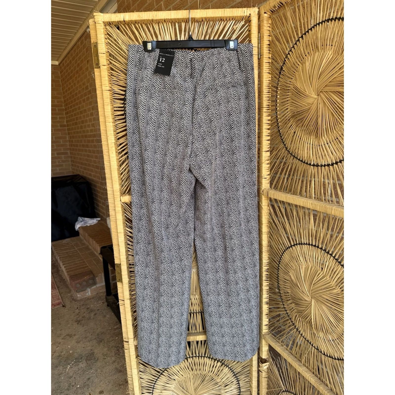 White House Black Market VINTAGE White House Black Market Luna Wide Leg Dress Pant 12 Black White Print Women's Pants Wide-Leg 31in Inseam Size 34" / US 12 / IT 48 - 5 Thumbnail