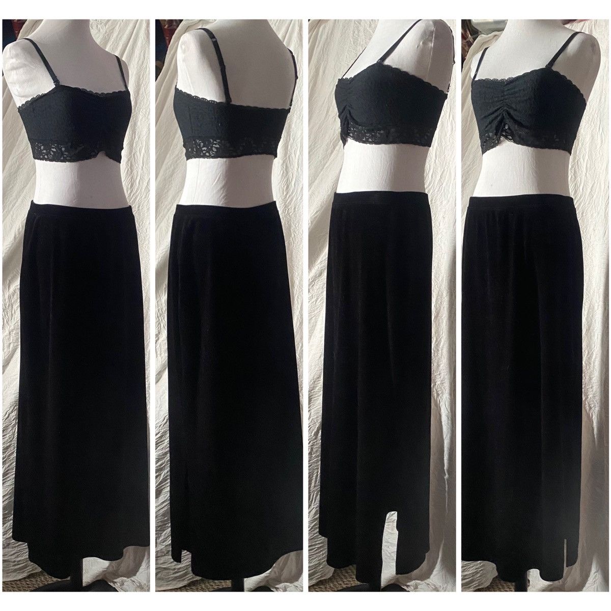 Vintage Islander, Vintage, Basic, Black Velvet, Midi/Maxi Skirt Size 30" / US 8 / IT 44 - 2 Thumbnail
