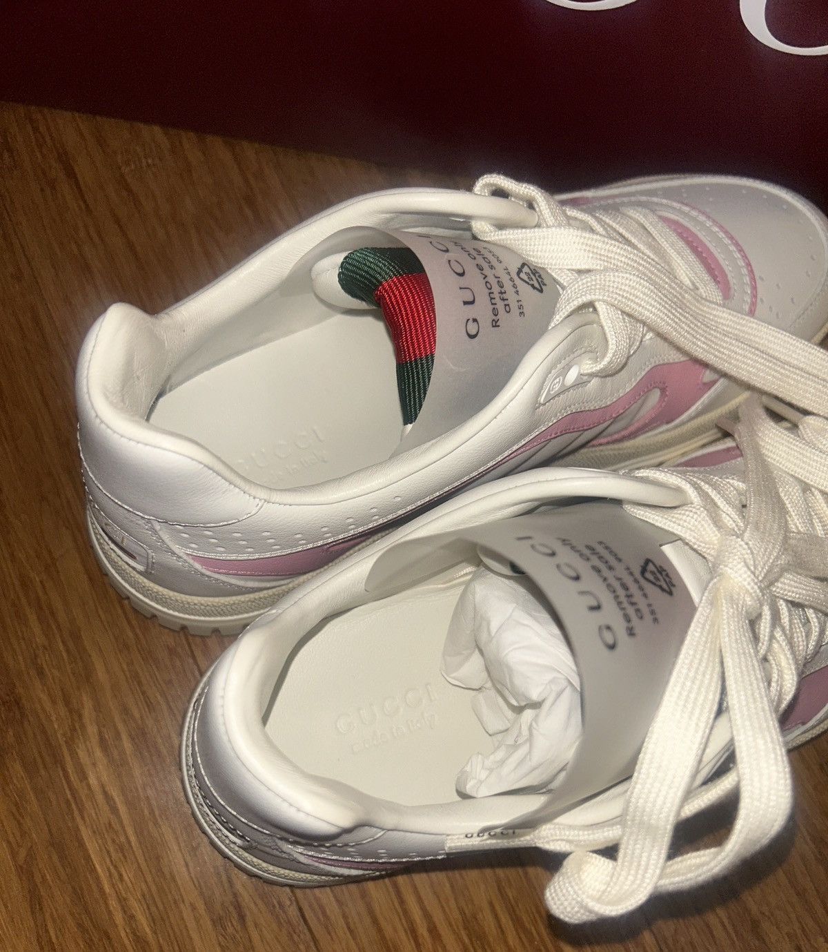 Gucci Gucci Re-Web Sneaker White Pink size 38.5 Size US 8.5 / IT 38.5 - 5 Thumbnail