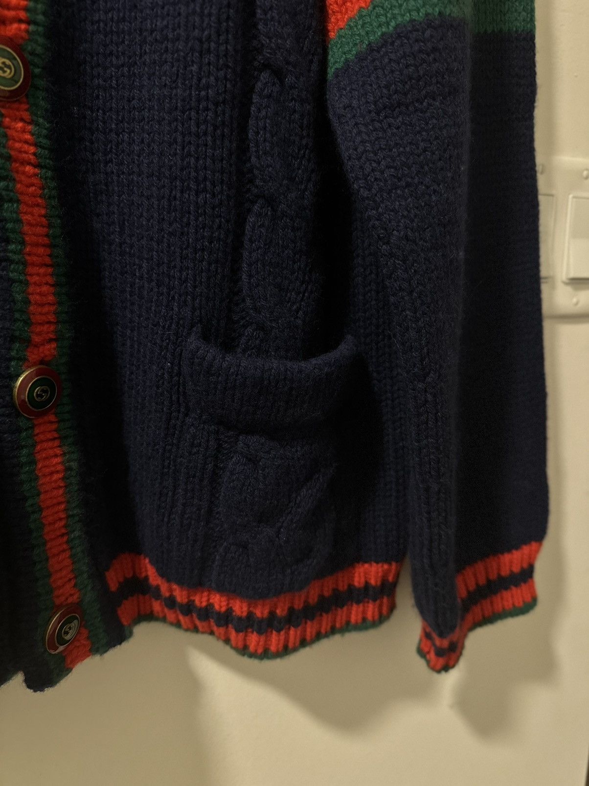 Gucci Gucci Navy Cable Knit Oversized Cardigan Sweater Size US XL / EU 56 / 4 - 5 Thumbnail