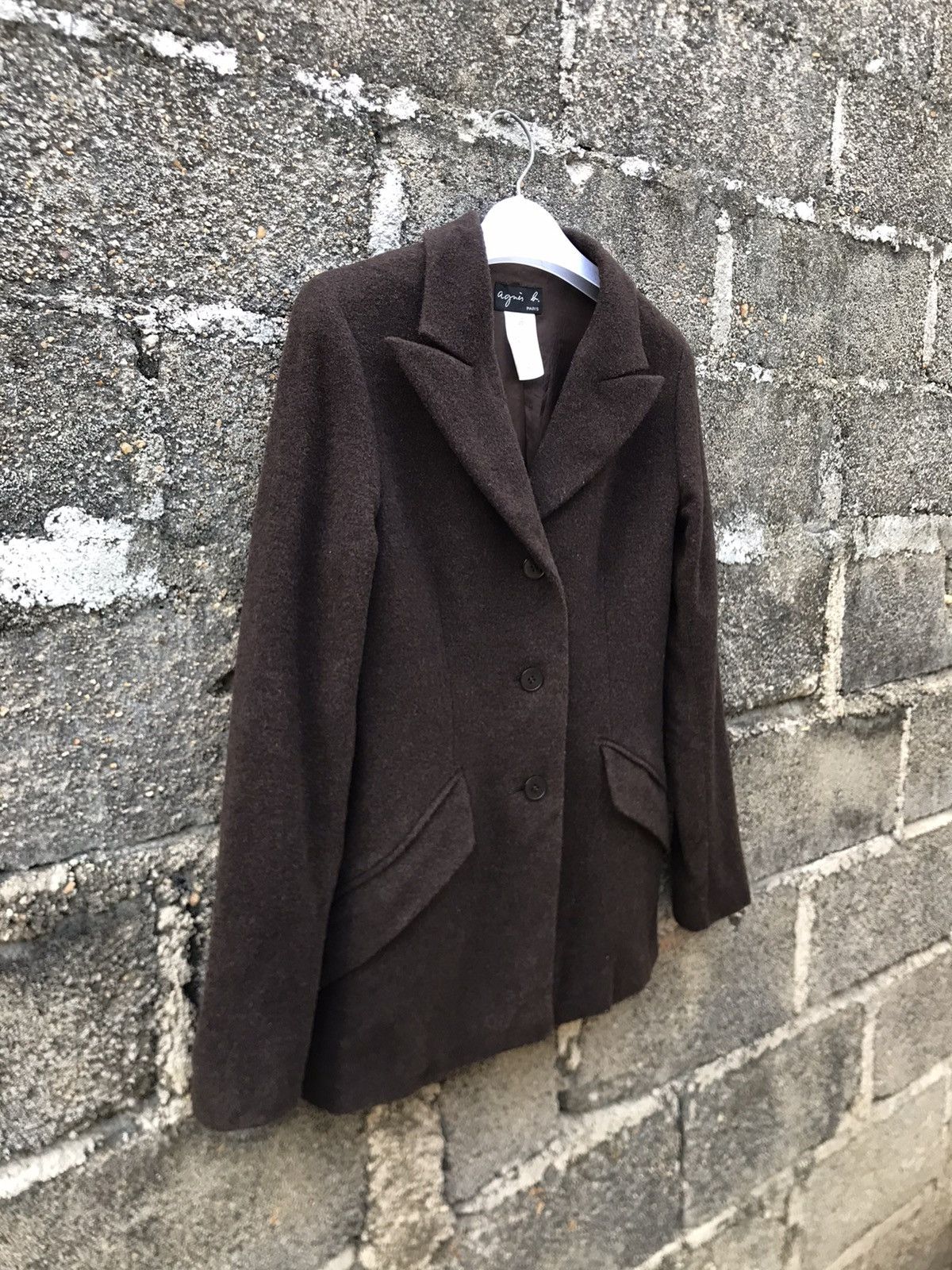 agnes b. ⚡️Vintage Agnes.B Dark Brown Wool Coat Jacket Size XS / US 0-2 / IT 36-38 - 2 Thumbnail