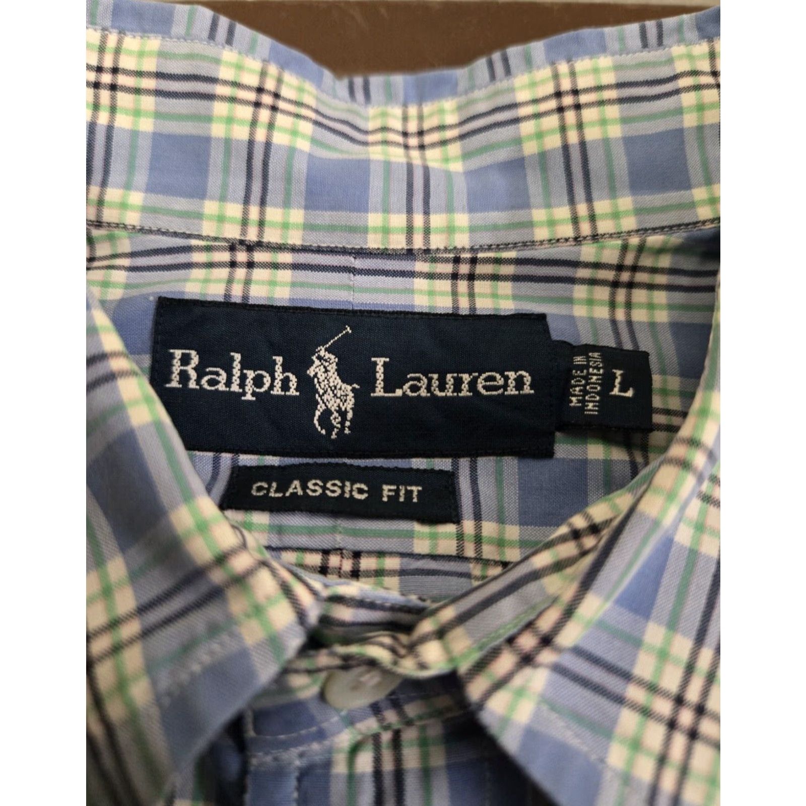 Polo Ralph Lauren Polo Ralph Lauren Shirt Men L Short Sleeve Plaid Blue Button-Down Collar Logo Embroidered Casual Shirt Size US L / EU 52-54 / 3 - 6 Thumbnail