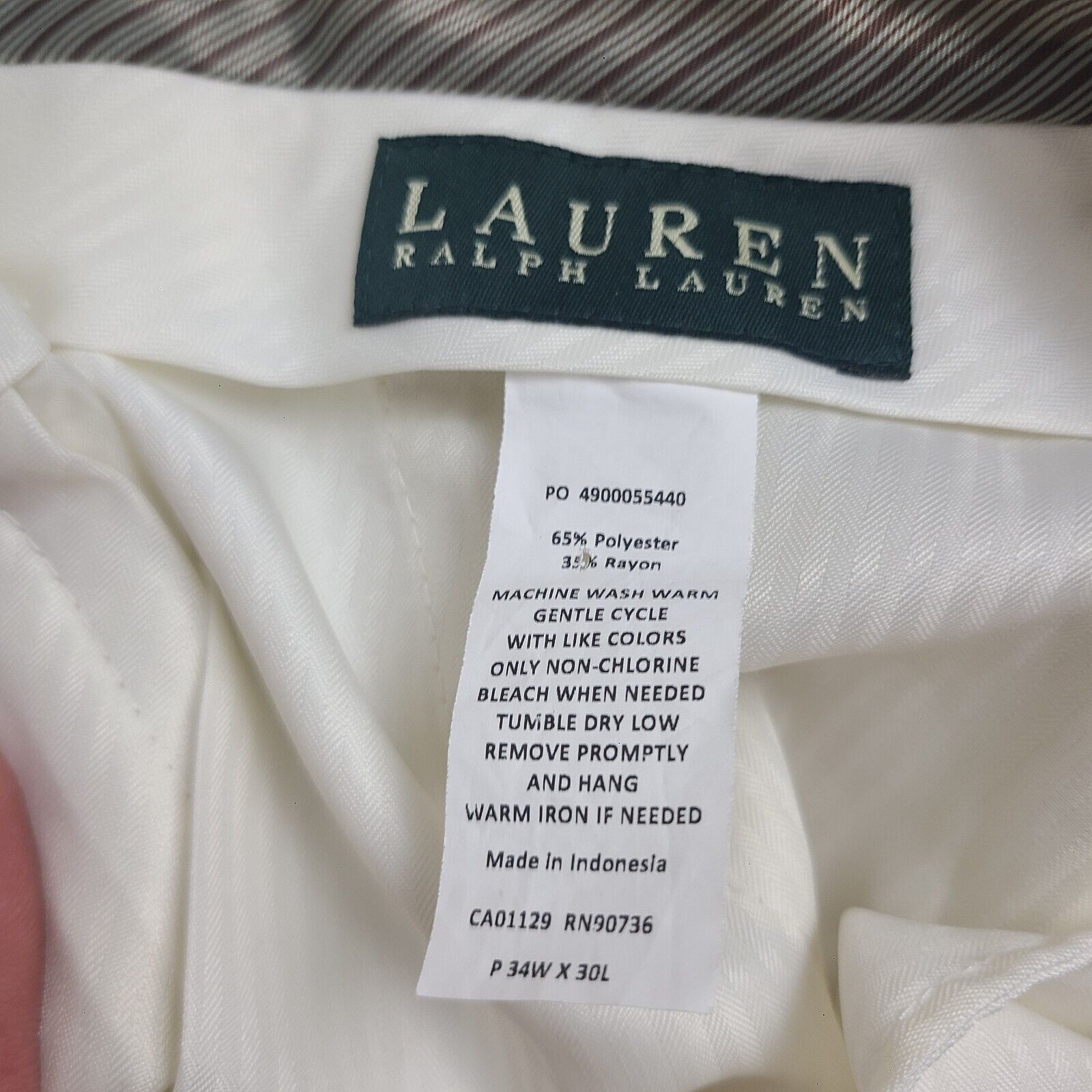 Lauren Ralph Lauren Lauren Ralph Lauren Mens Ivory Polyester Dress Pants 34x30 Size US 34 / EU 50 - 5 Thumbnail
