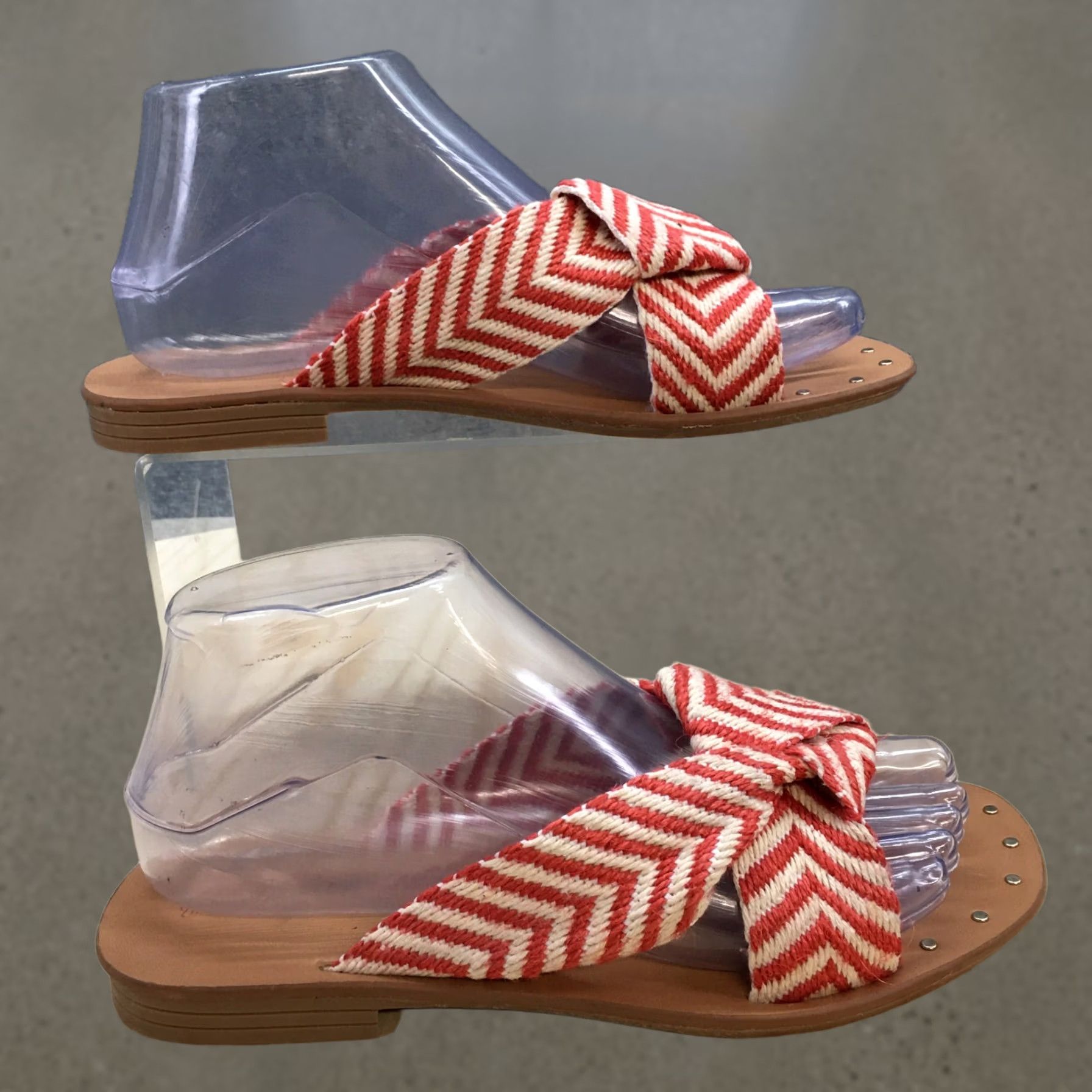 Vintage Universal Thread Sandals Womens 7 Louise Knotted Slip On Flats Slide White Red Size US 7 / IT 37 - 1 Thumbnail