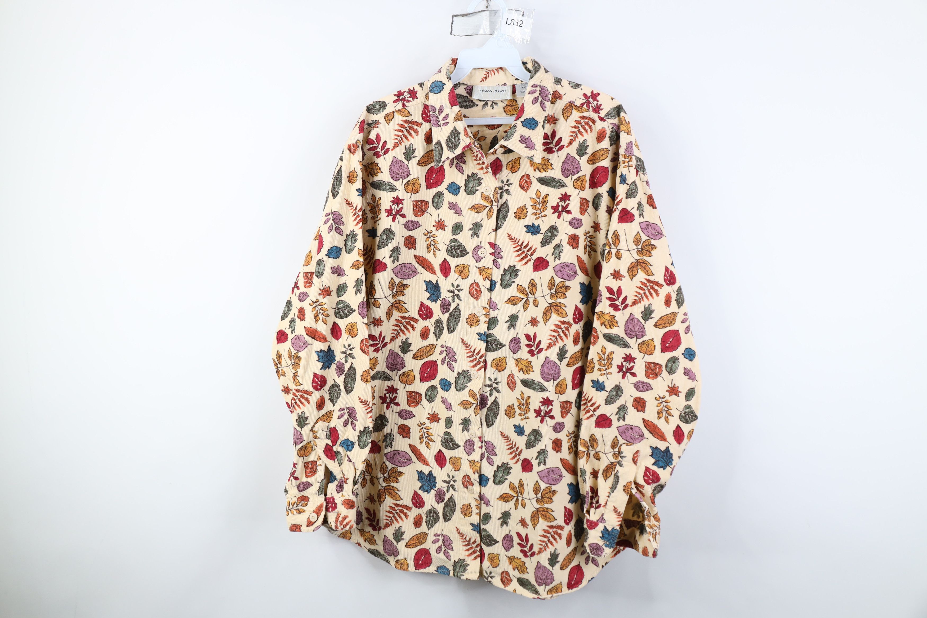 Vintage Vintage 90s Streetwear Leaf Corduroy Collared Button Shirt Size L / US 10 / IT 46 - 1 Thumbnail