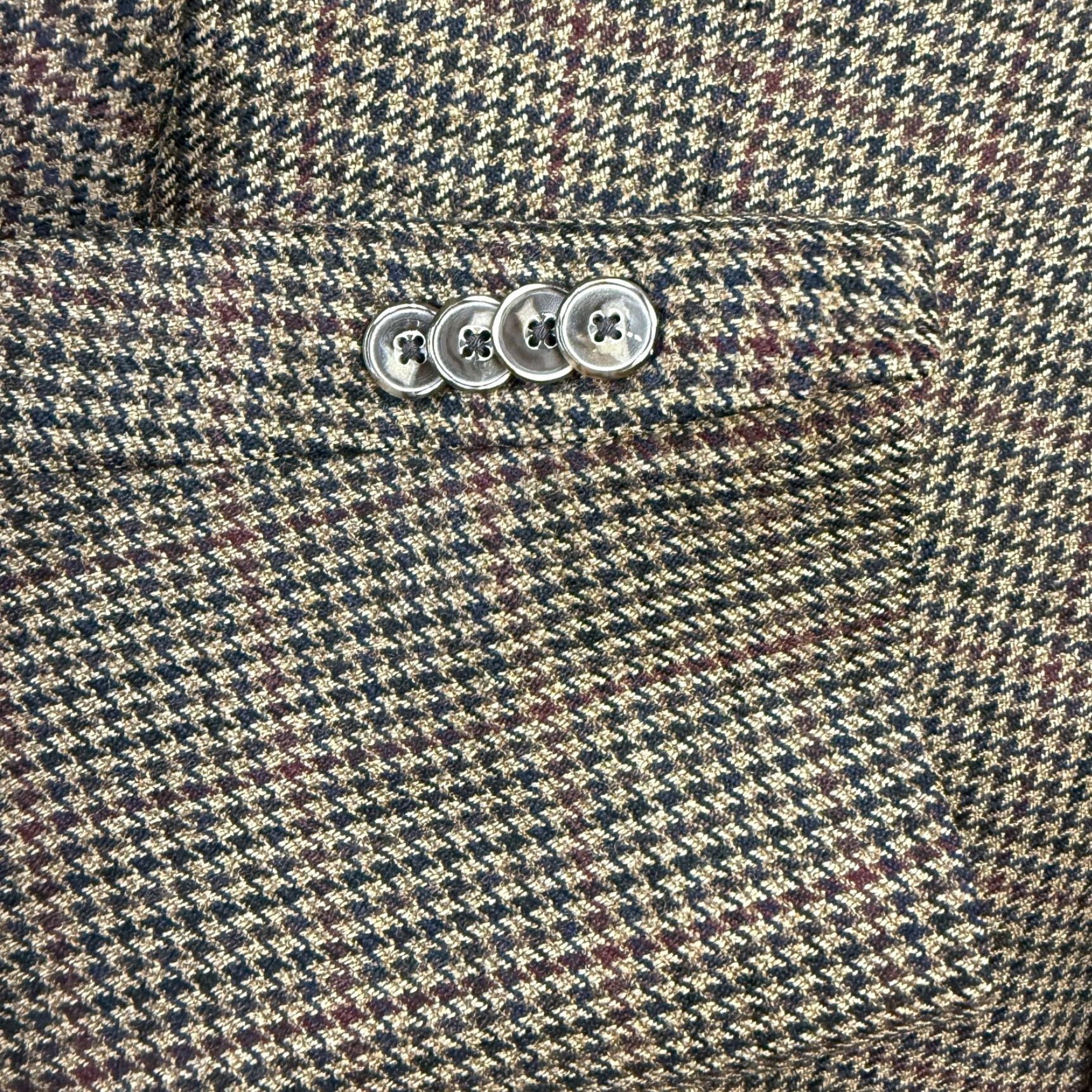Jos. A. Bank Jos. A. Bank Blazer Jacket Mens 42L Brown Houndstooth Wool Blazer Single-Breasted Notch 3-Button Vintage N/A Size 42R - 7 Thumbnail