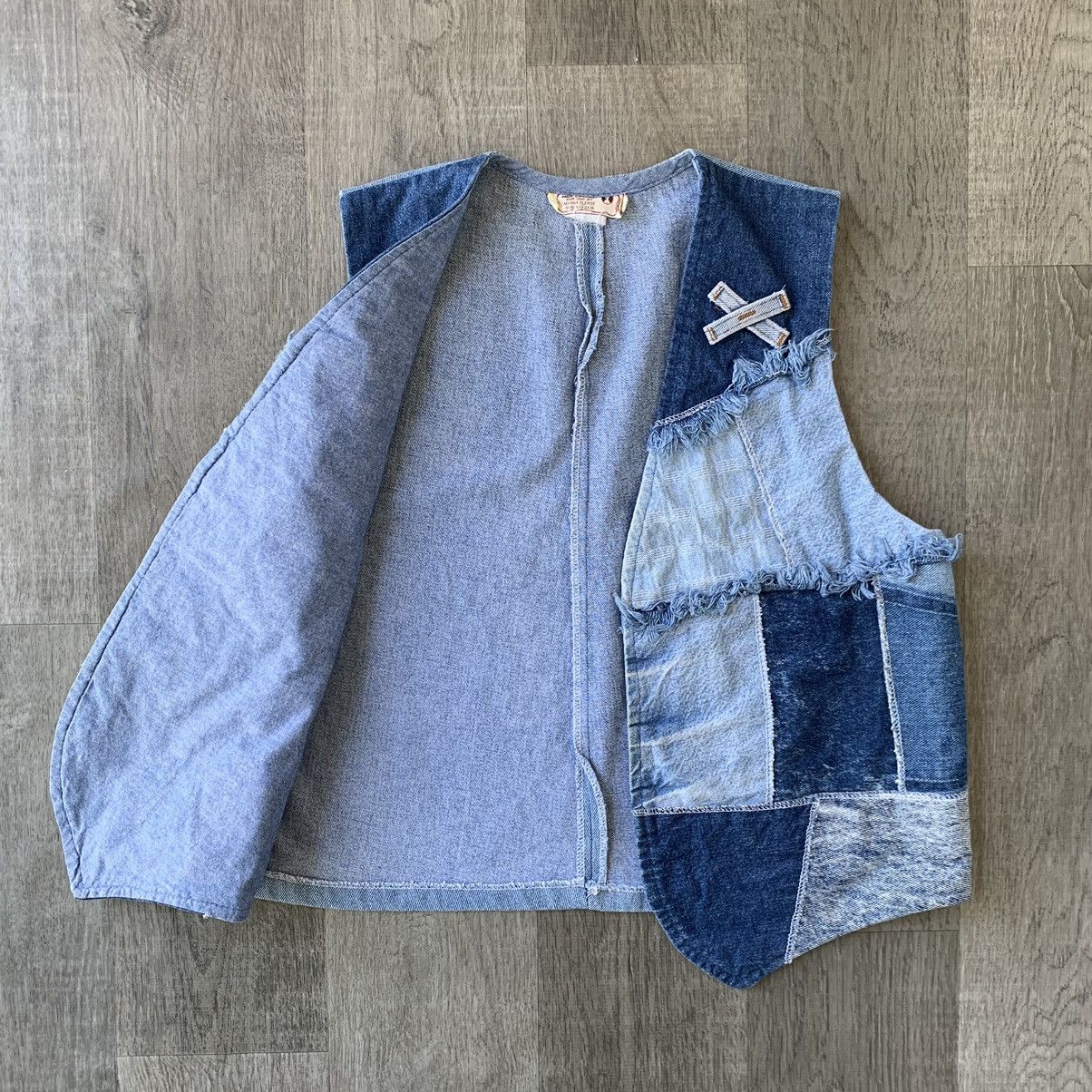 Vintage Vintage Blue Denim Patchwork Vest Size L / US 10 / IT 46 - 3 Thumbnail