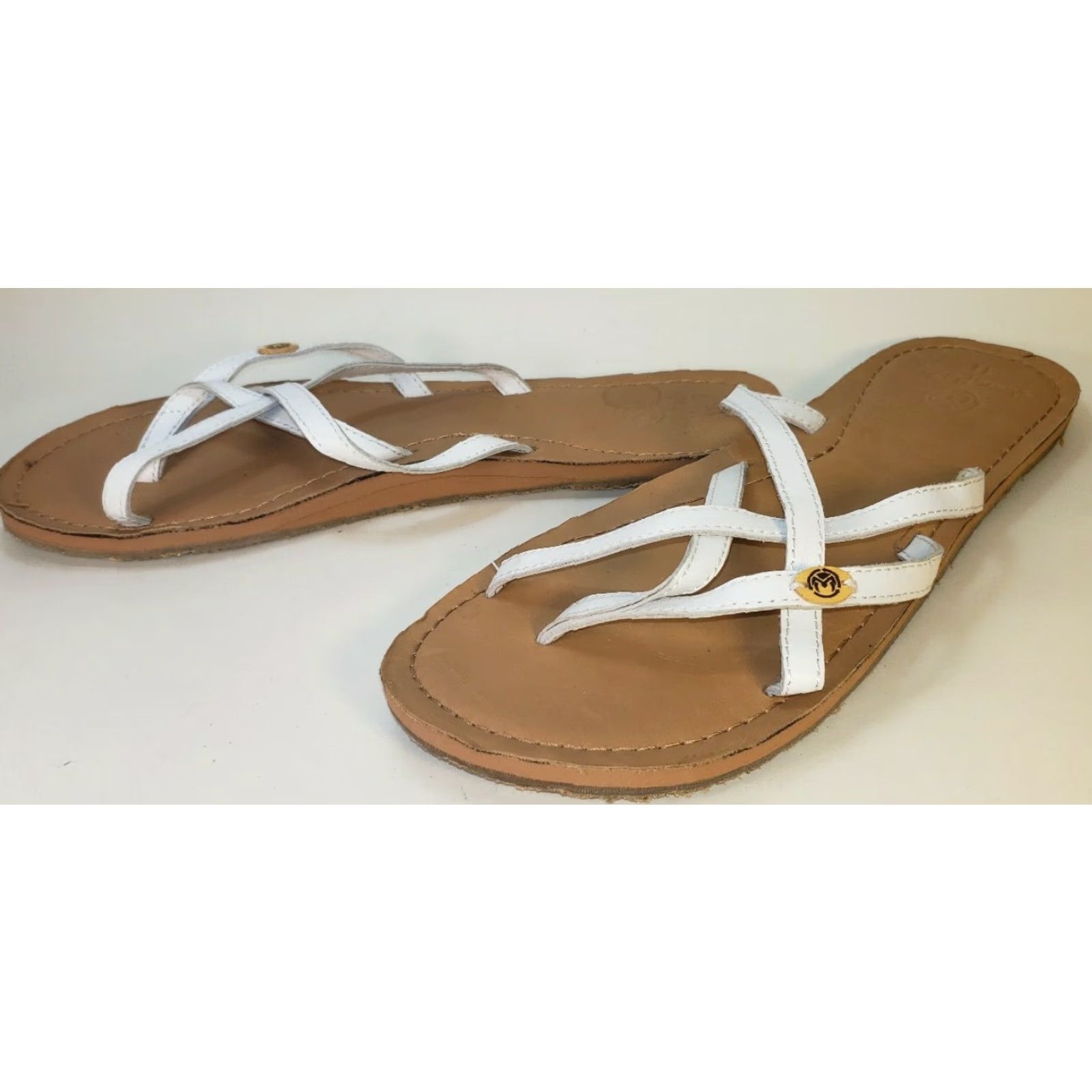 Vintage Ocean Minded Slide Strappy Sandals Women's 11M White Leather Sandal Strappy Casual Womens Size 11M White Leather Size US 11 / IT 41 - 4 Thumbnail