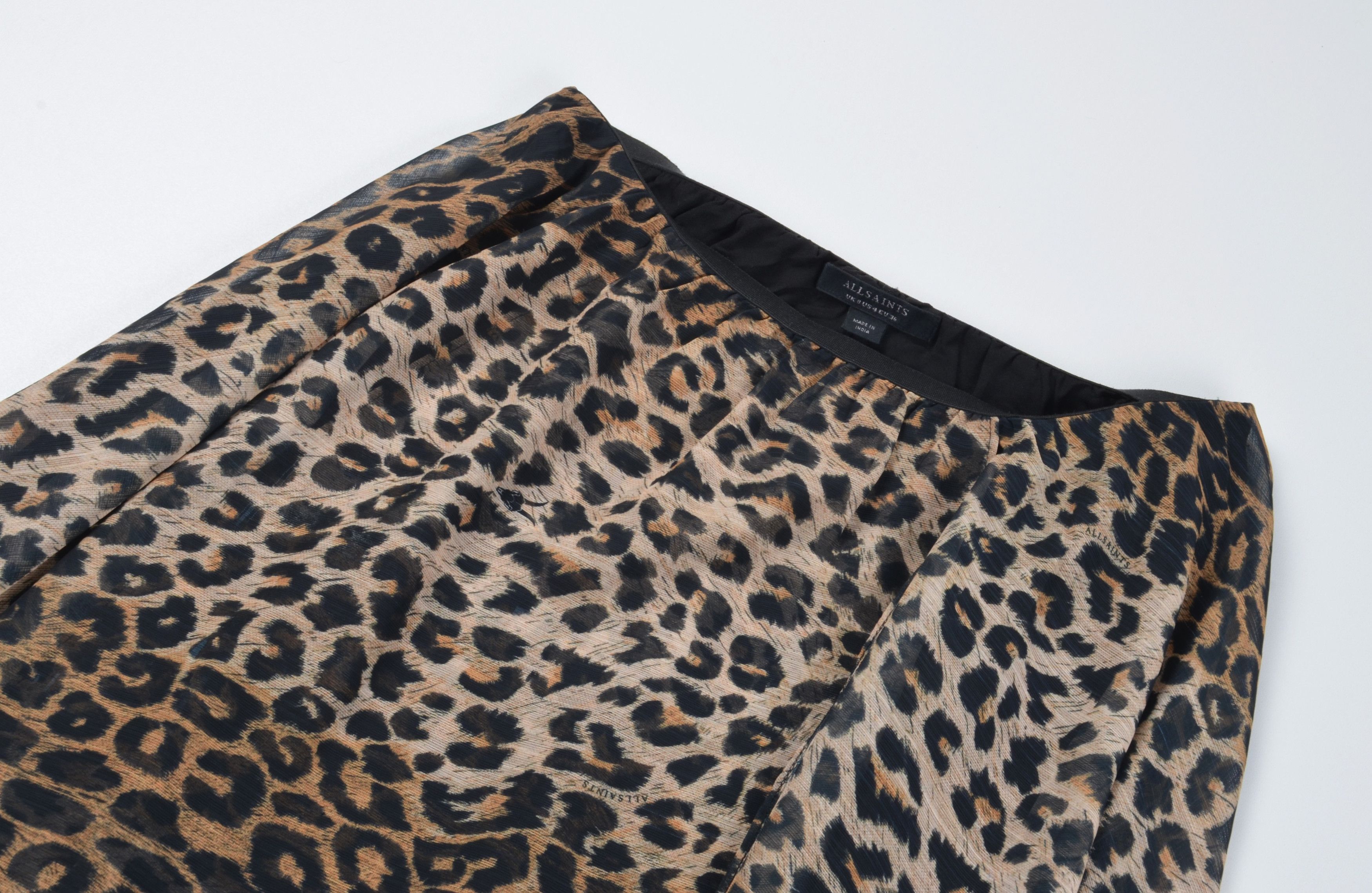 Allsaints Allsaints Leopard High Low Layered Asymmetric Mesh Skirt Size 27" / US 4 / IT 40 - 5 Thumbnail