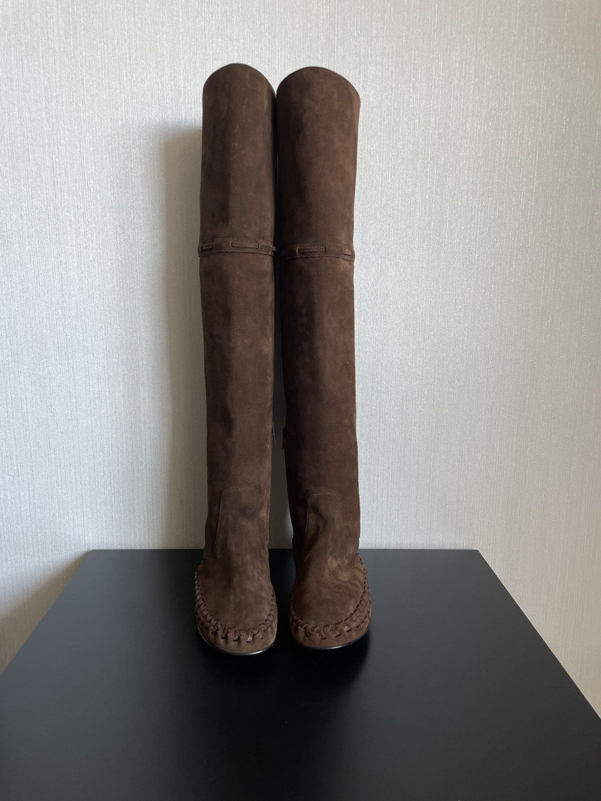 Celine Celine Marlou Suede/Leather over-the-knee Boots in Brown Size US 6 / IT 36 - 8 Thumbnail