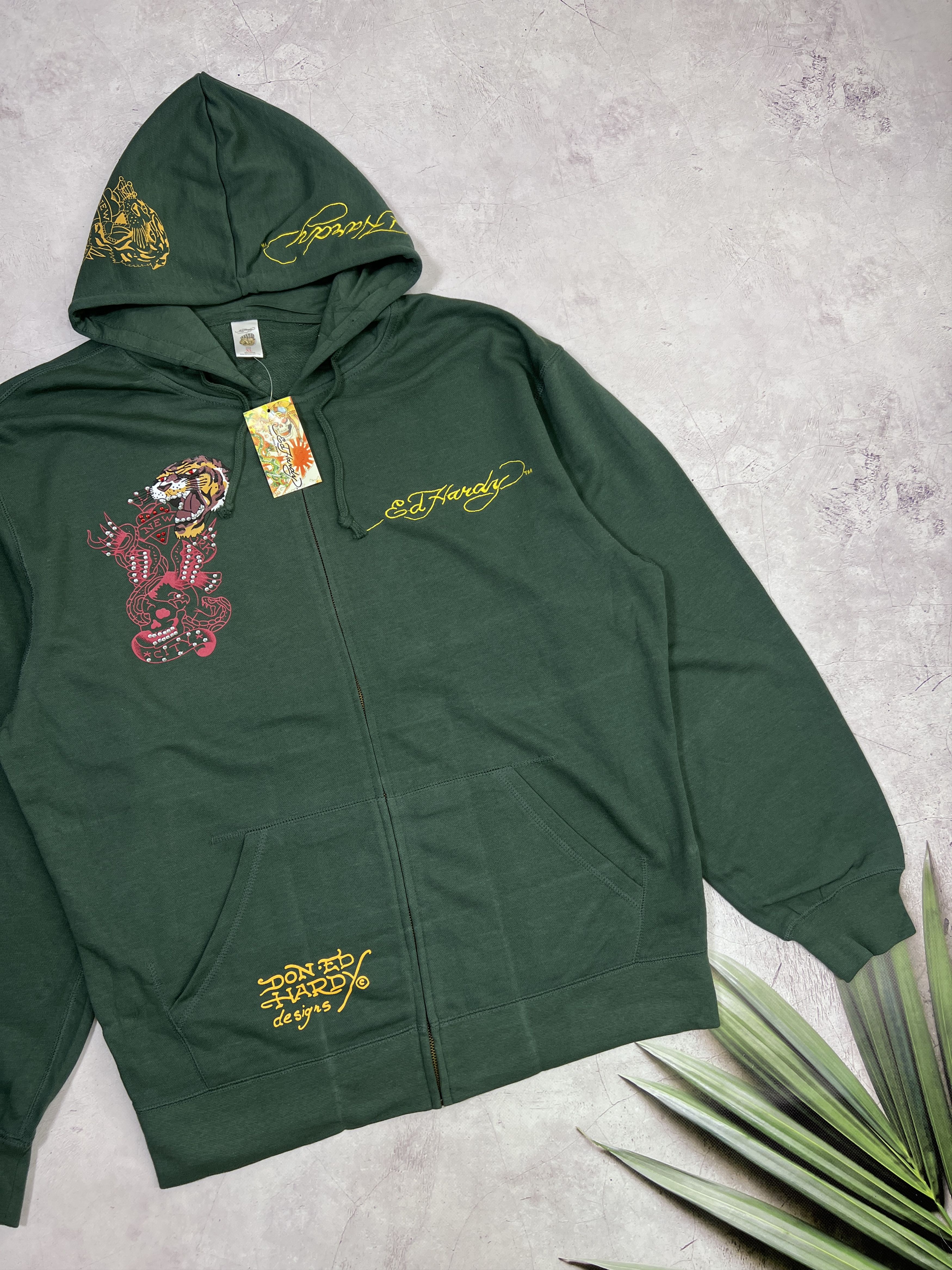 Ed Hardy Y2K Ed Hardy Zip Up Hoodie Christian Audigier Tiger & Skull Size US XL / EU 56 / 4 - 5 Thumbnail
