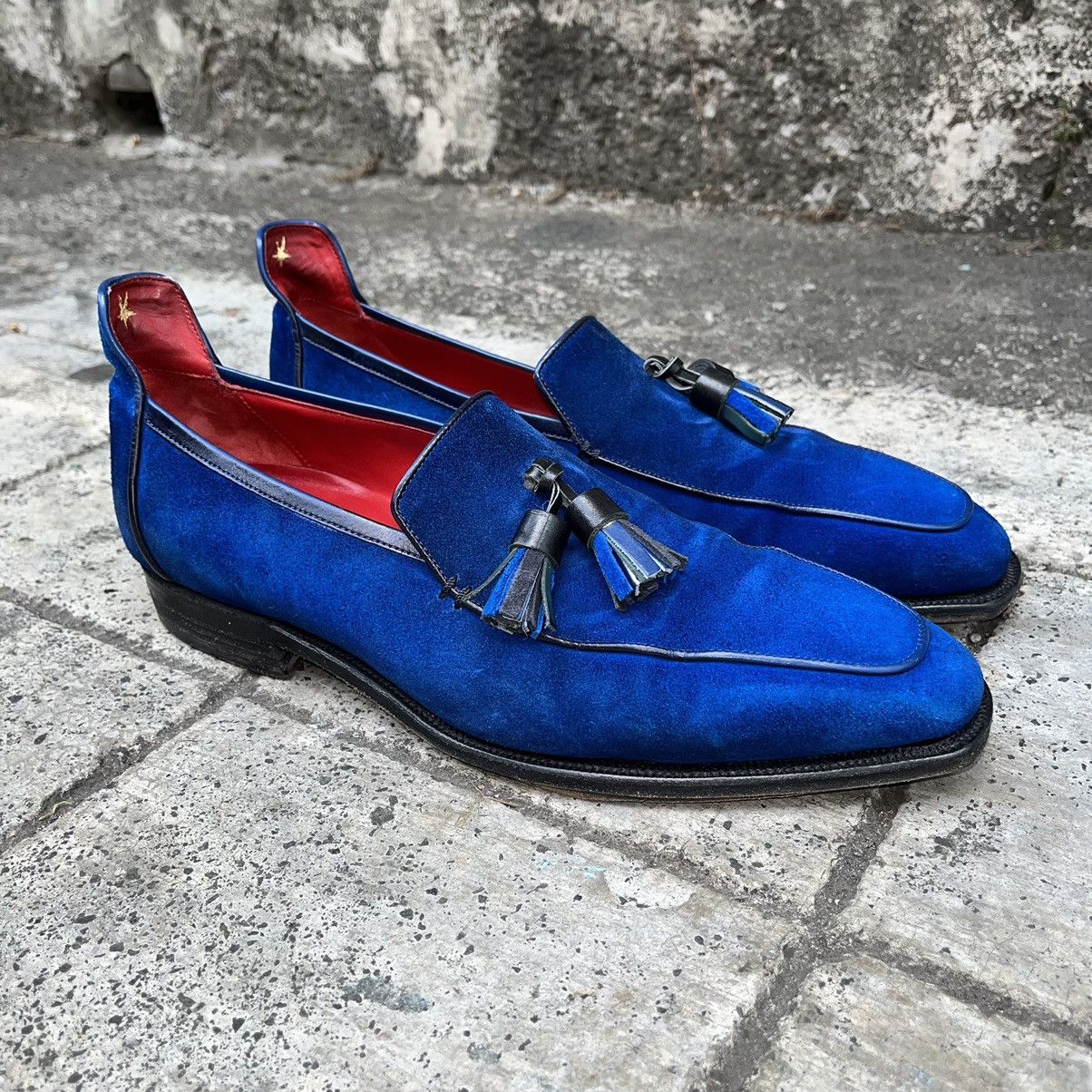 image of Corteiz x Corthay Tassel Blue Suede Patina Shoes, Men's (Size 8)