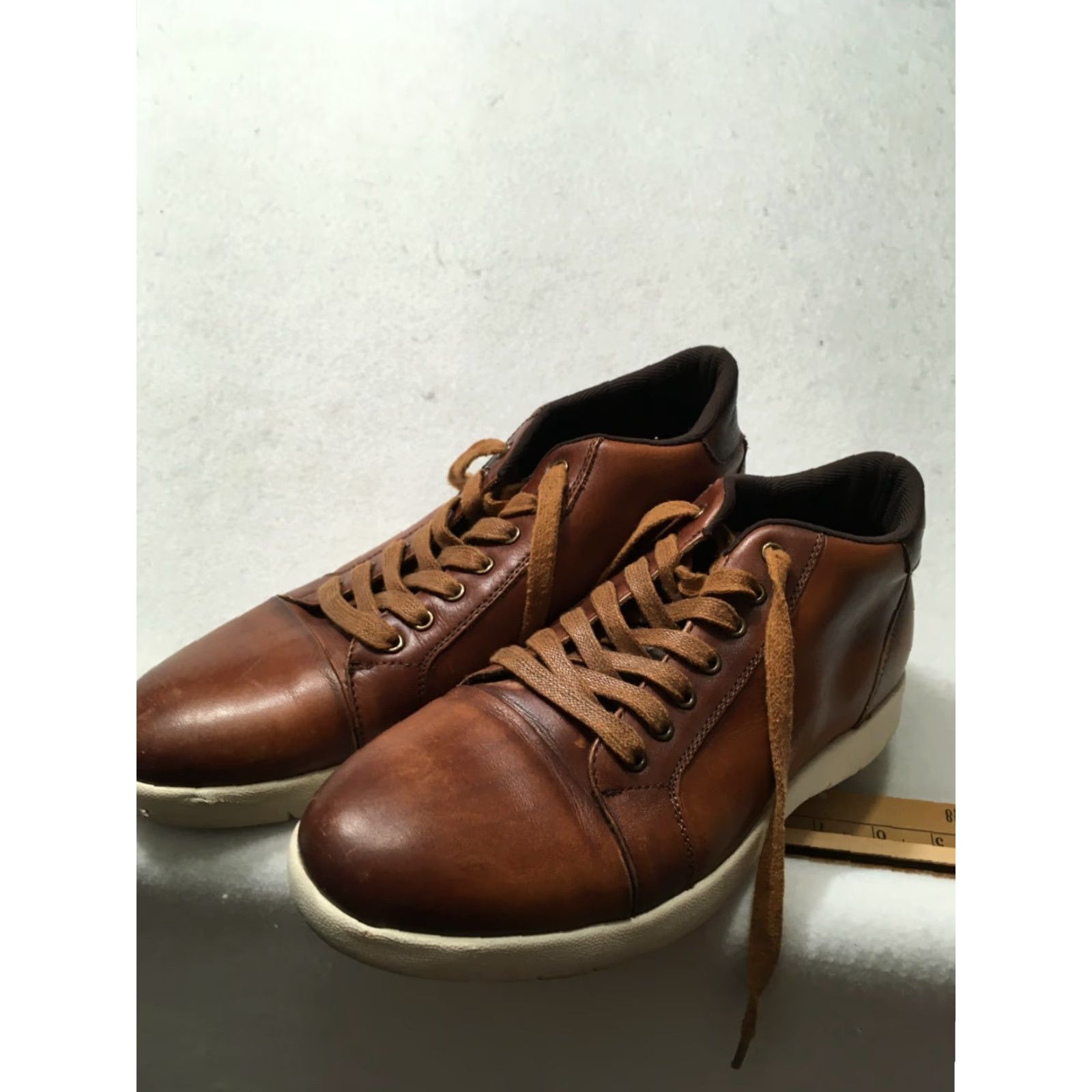 Stacy Adams Stacy Adams Harlow Mid Lace Up Sneaker Dress Shoe Mens 8.5 Cognac Brown Leather Oxford Cap Toe Vintage No Size US 9 / EU 42 - 3 Thumbnail