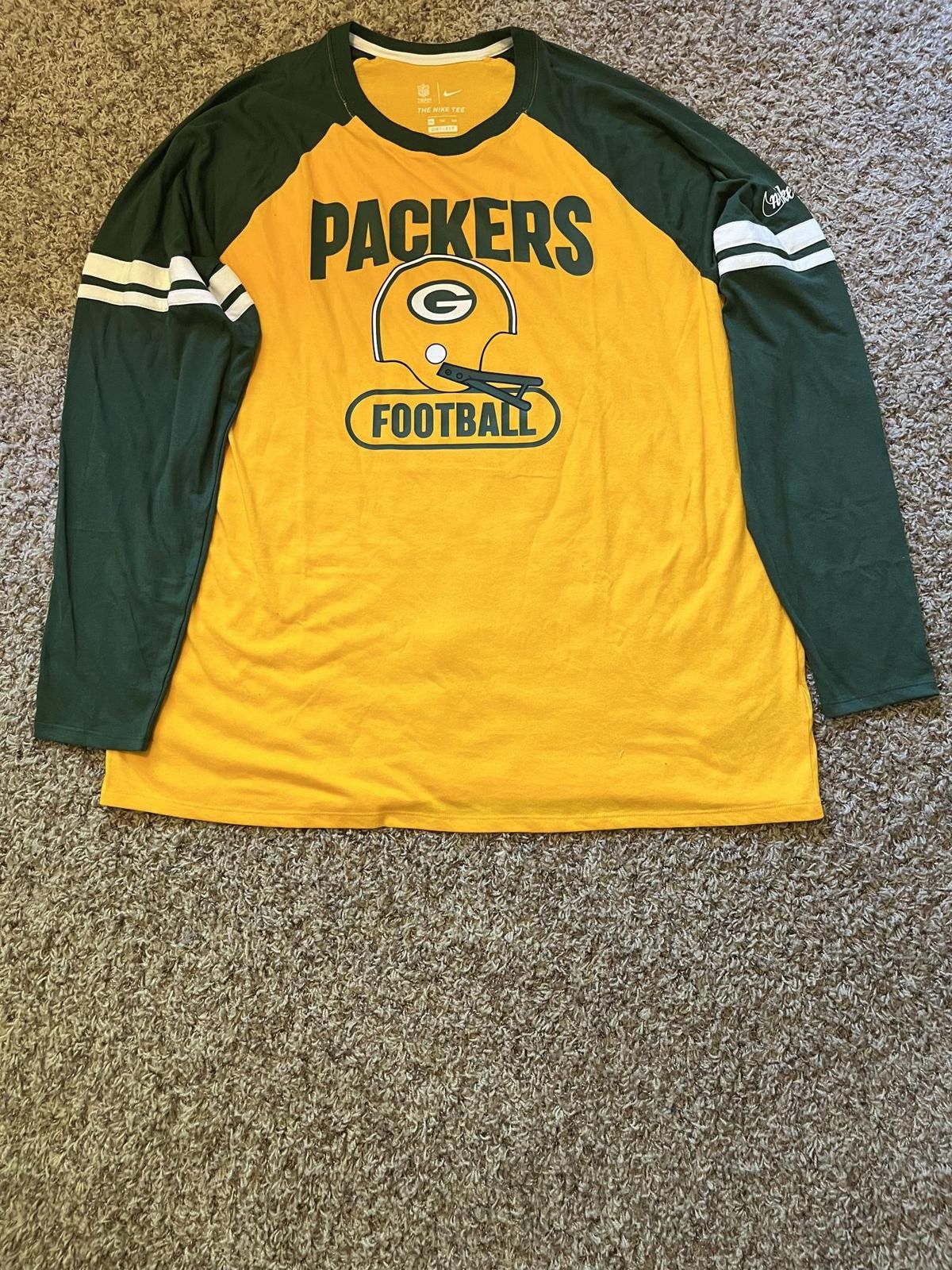 Nike Nike Green Bay Packers Throwback Raglan Long Sleeve T-Shirt Size US XXL / EU 58 / 5 - 1 Thumbnail