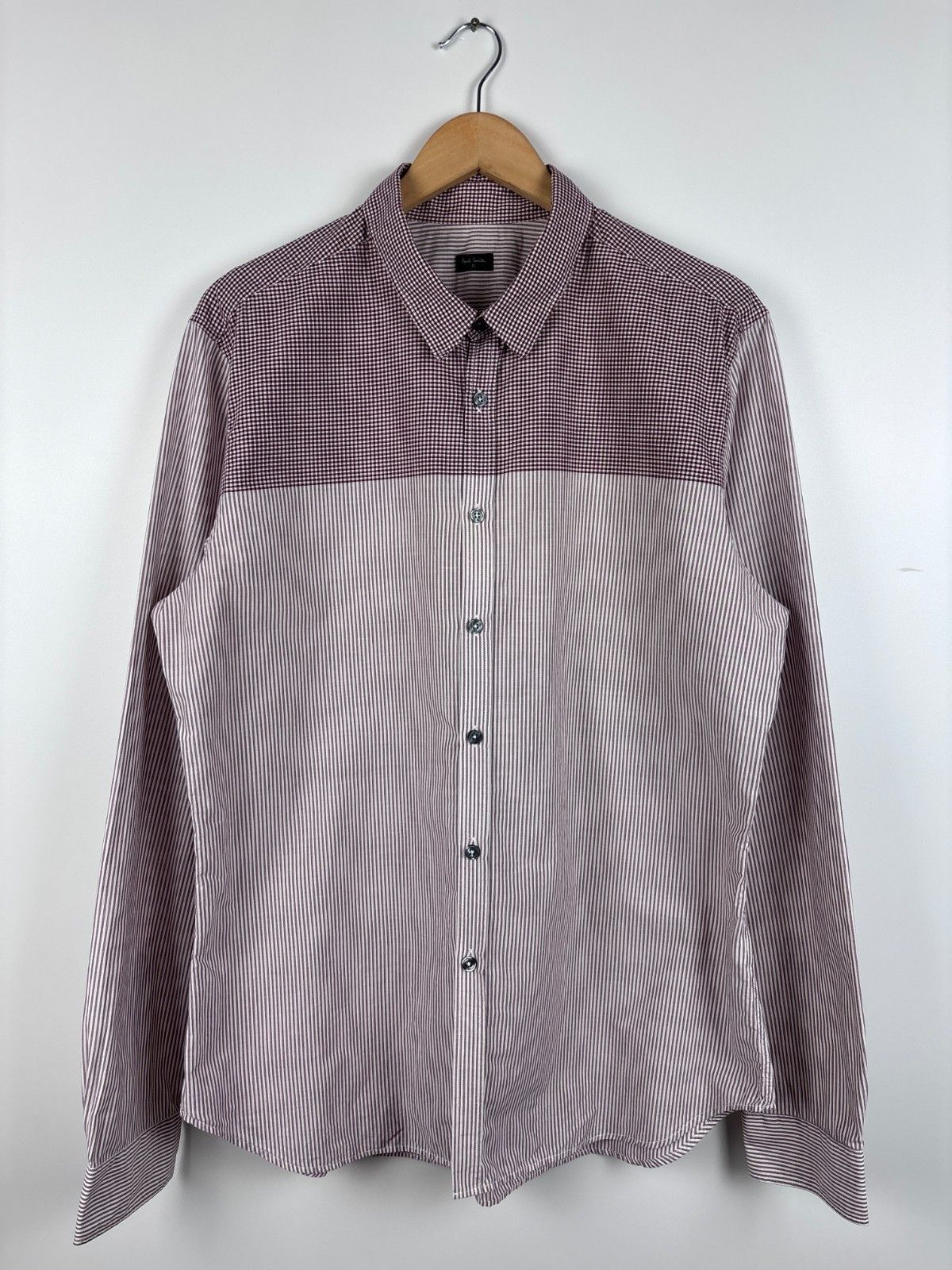 Paul Smith Paul Smith Long Sleeve Shirt Checked Striped Red White XXL Size US XXL / EU 58 / 5 - 1 Thumbnail